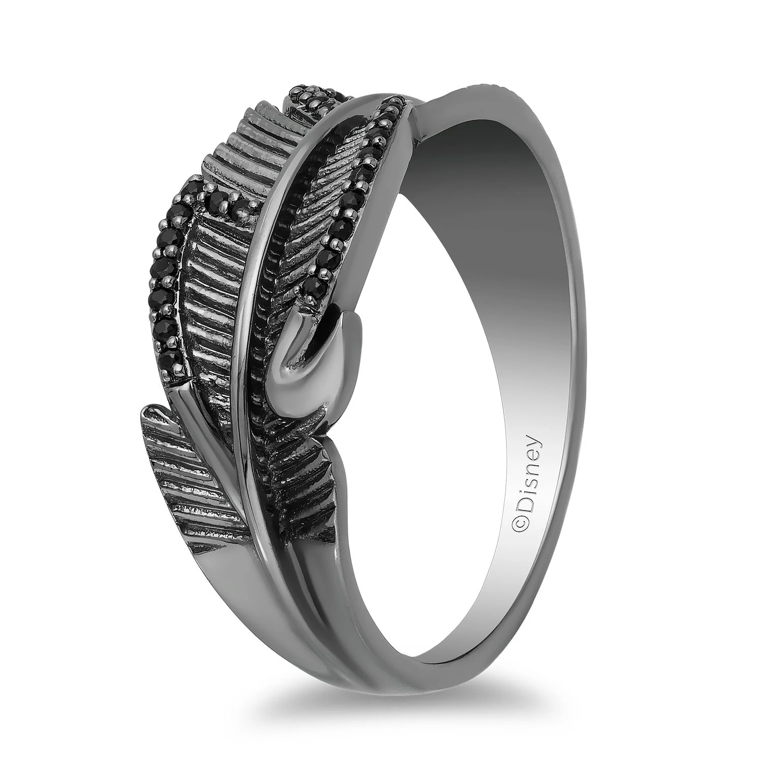Enchanted Disney Fine Jewelry Black Rhodium Over Sterling Silver 1/10 CTTW Maleficent Villain Ring - Image 5
