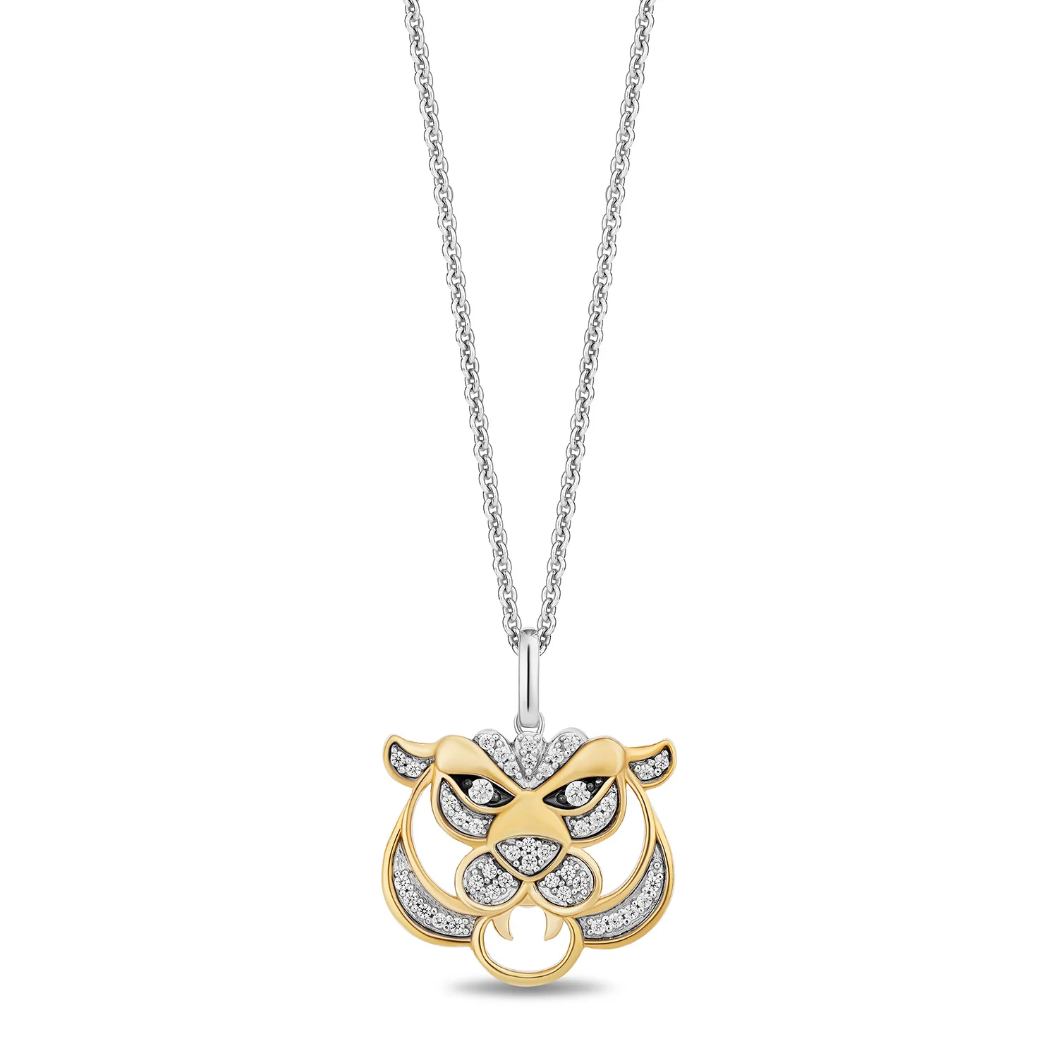 Enchanted Disney Fine Jewelry Black Rhodium and 14K Yellow Gold over Sterling Silver with 1/6 CTTW Diamonds Jasmine- Raja Necklace