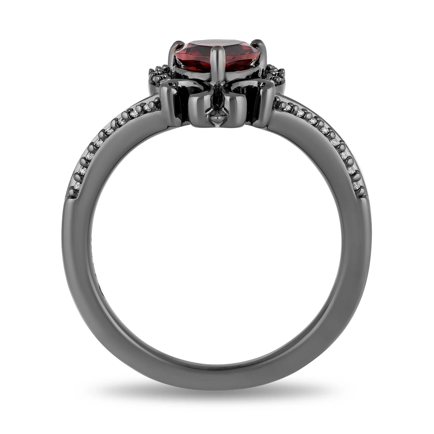 Enchanted Disney Fine Jewelry Black Rhodium over Sterling Silver Evil Queen with 1/10 CTTW Diamond and Red Garnet Dagger Ring - Image 5