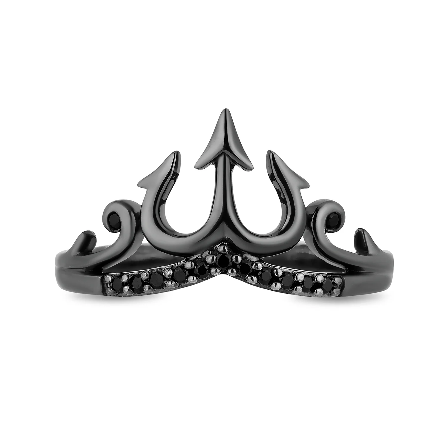 Enchanted Disney Fine Jewelry Black Rhodium over Sterling Silver with 1/10 CTTW Black Diamonds Ursula Trident Ring - Image 5
