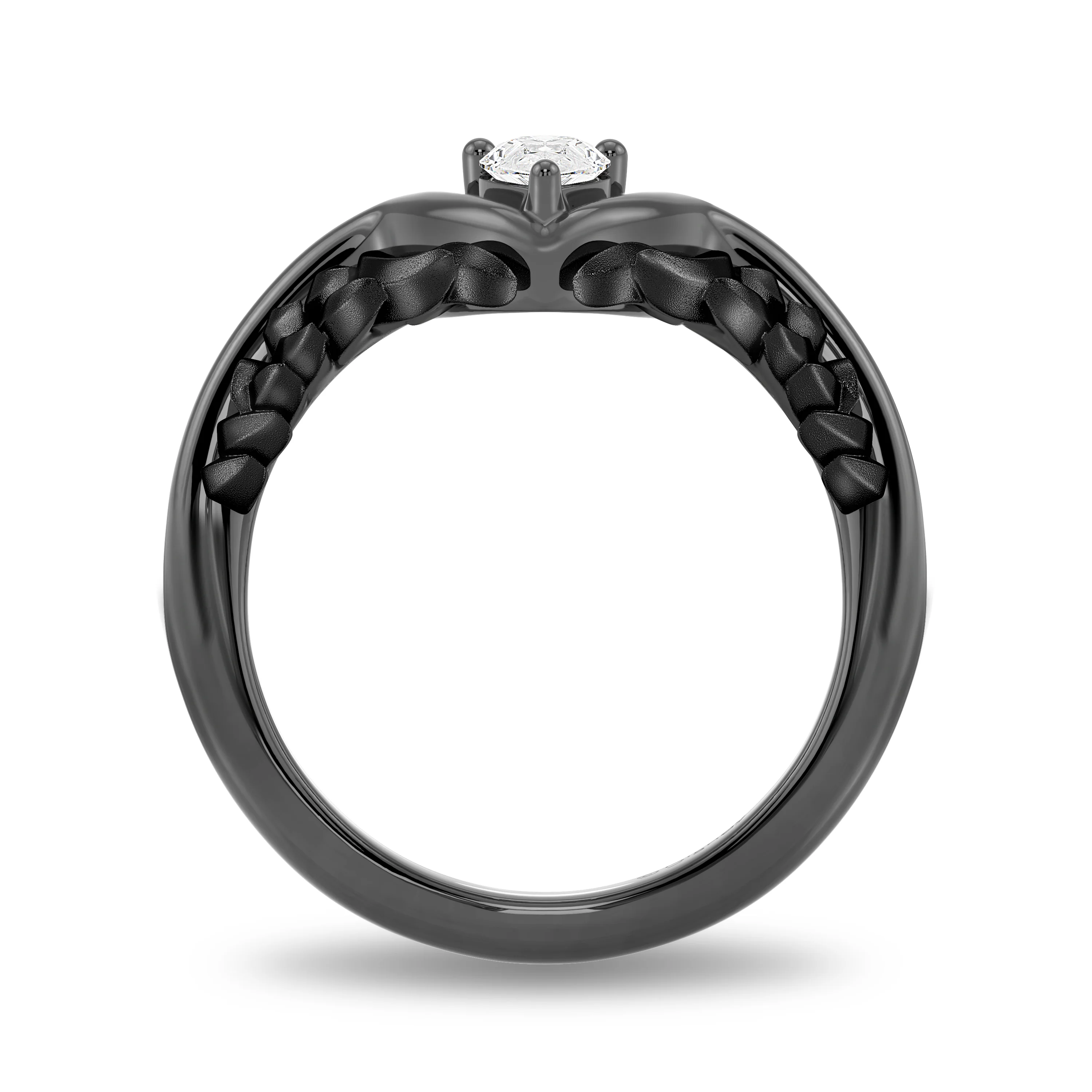 Enchanted Disney Fine Jewelry Black Rhodium over Sterling Silver with 1/4 CT.TW. Lab Grown Diamond Maleficent Ring - Image 3
