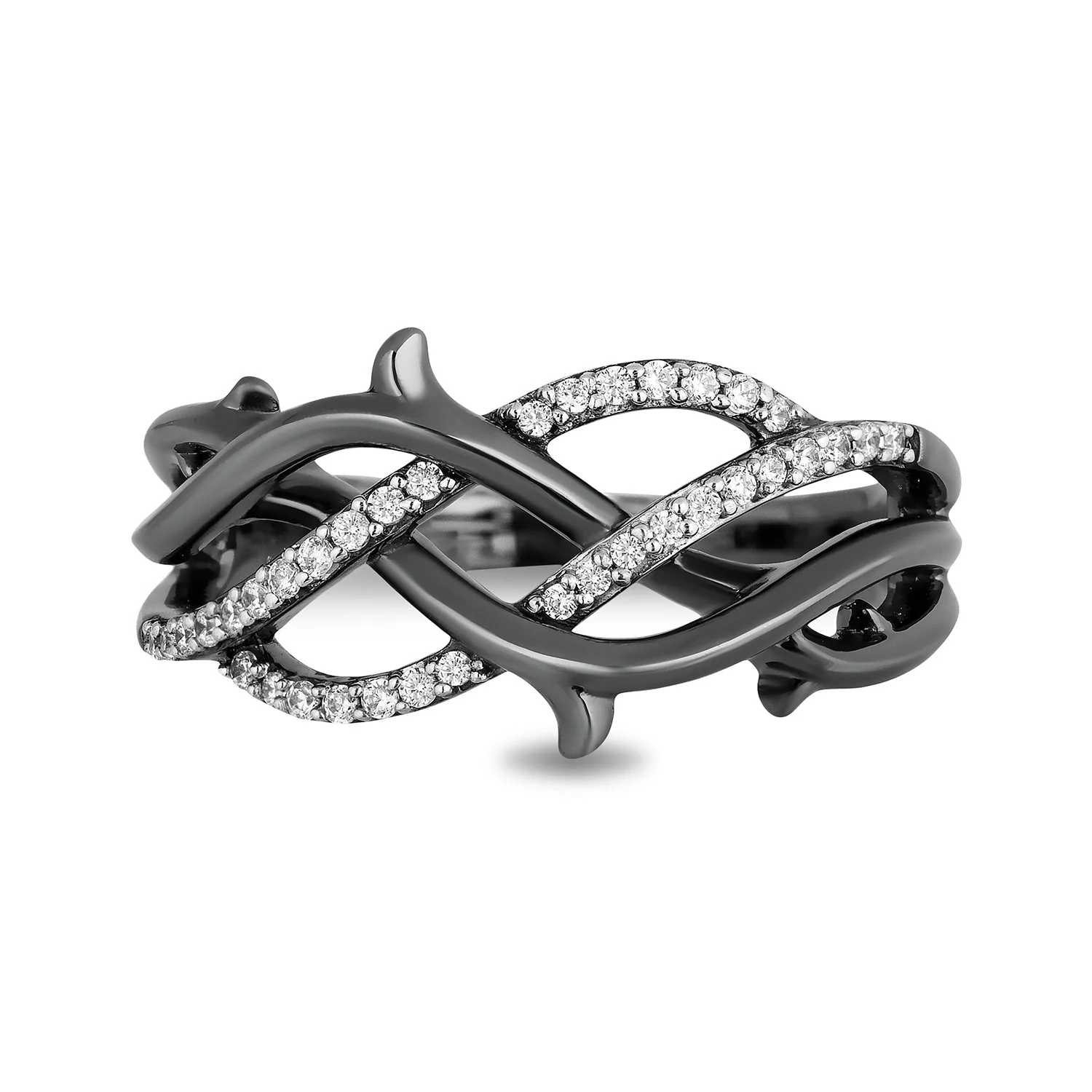 Enchanted Disney Fine Jewelry Black Rhodium over Sterling Silver with 1/6 CTTW Diamond Maleficent Ring - Image 3