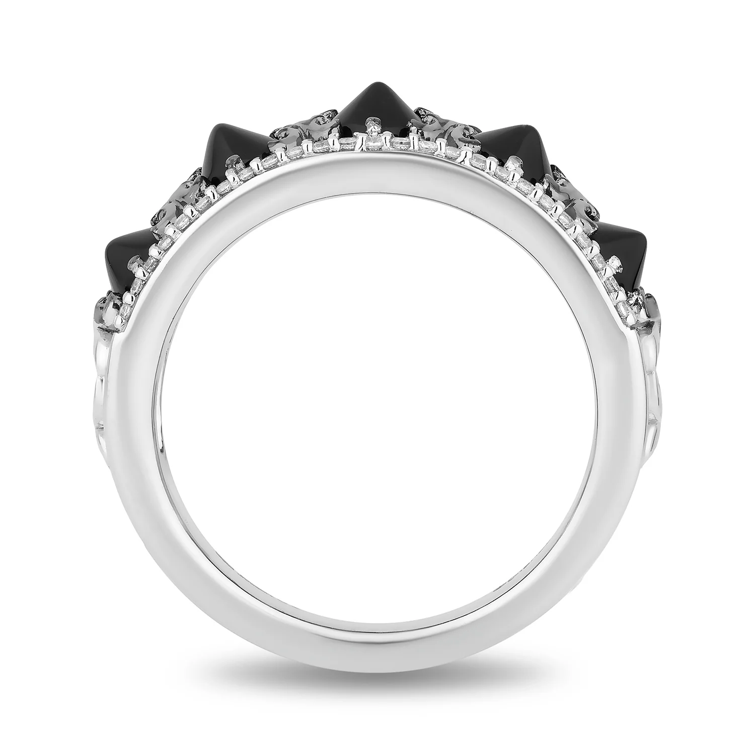 Enchanted Disney Fine Jewelry Black Rhodium Over Sterling Silver with 1/6 CTTW Diamonds and Black Onyx Maleficent Ring - Image 3