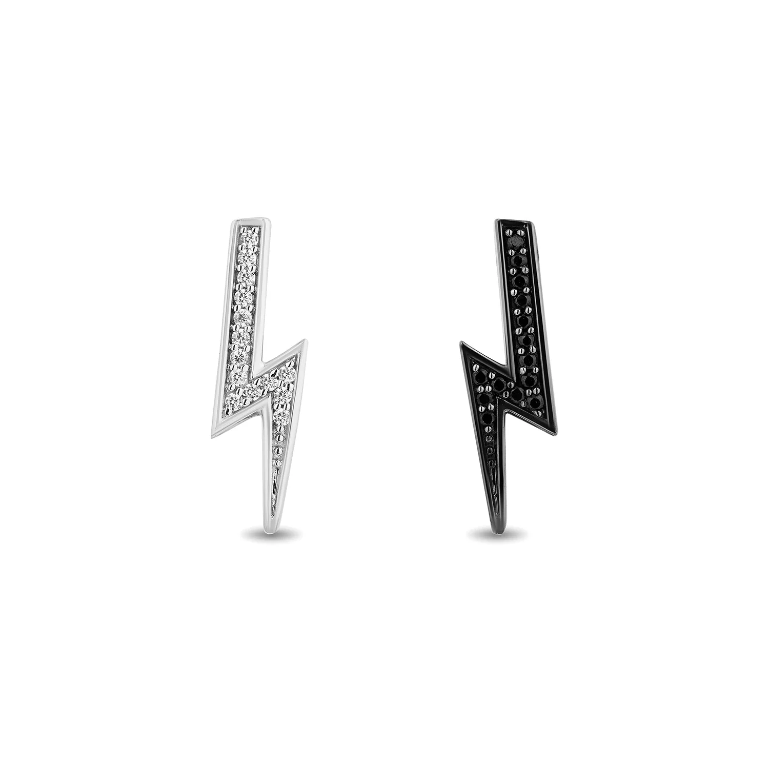 Enchanted Disney Fine Jewelry I Rock Sterling Silver and Black Rhodium 1/5 CTTW Diamond Disney Cruella Live Action Earrings - Image 2