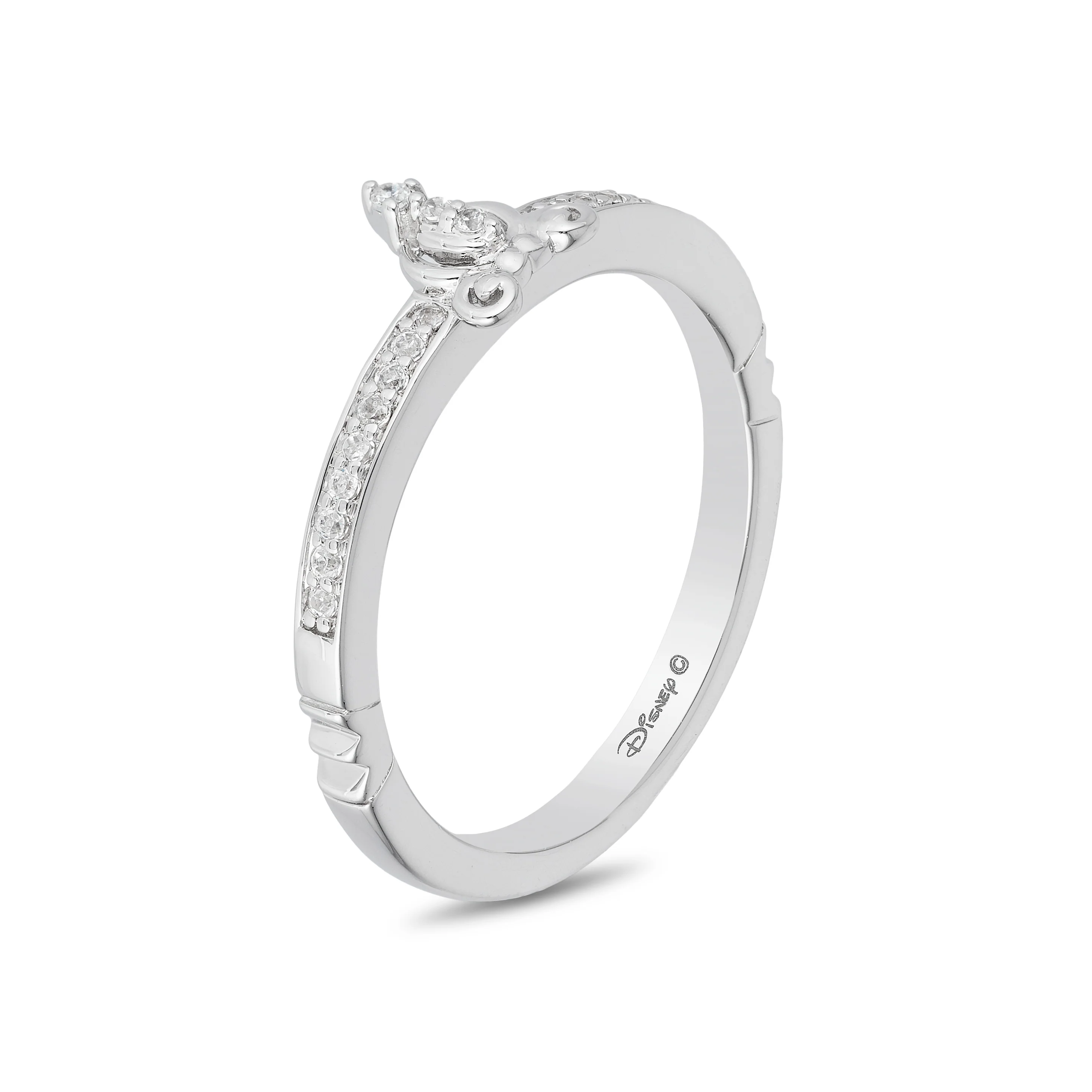 Enchanted Disney Fine Jewelry Sterling Silver 1/10 CTTW Cinderella Ring - Image 4