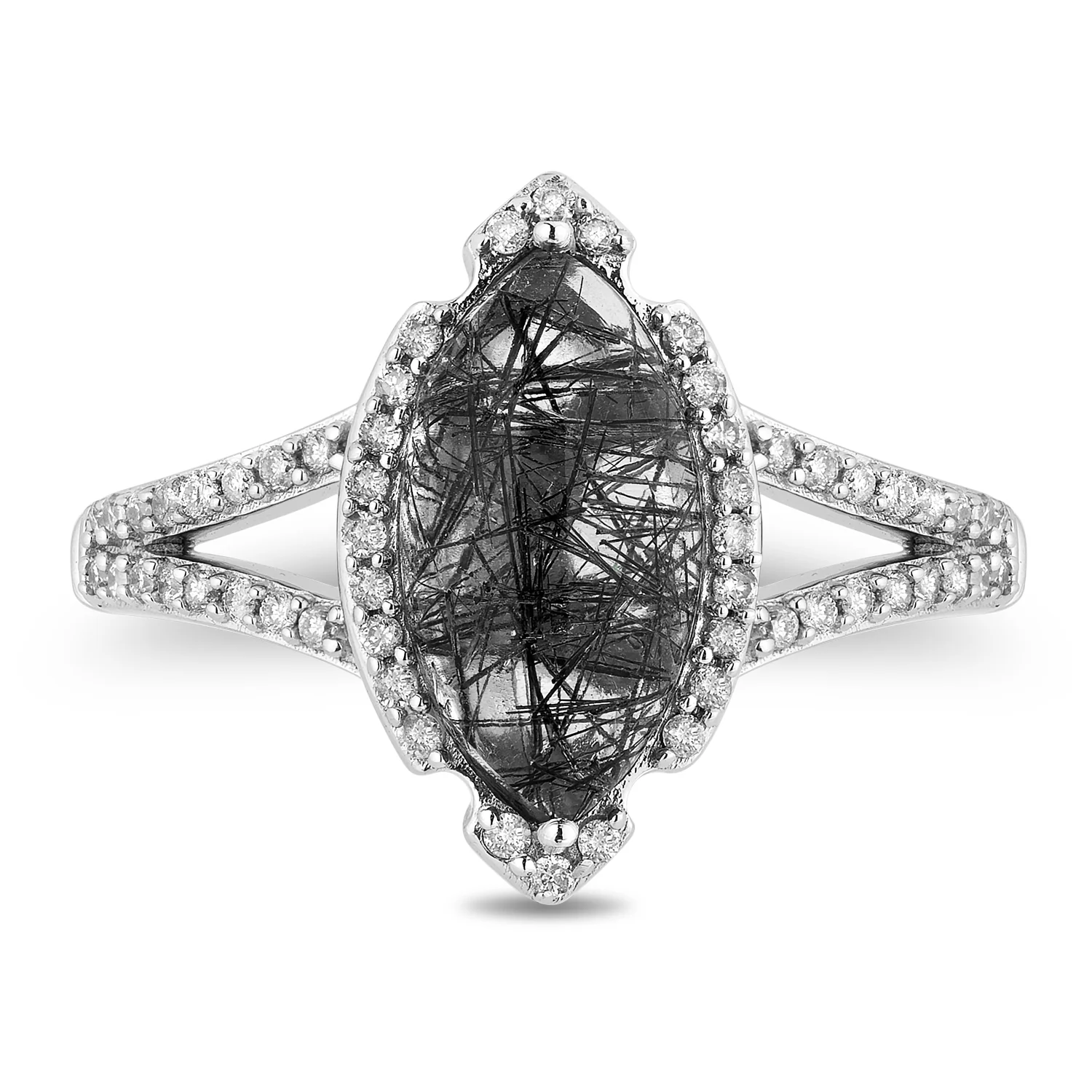 Enchanted Disney Fine Jewelry Sterling Silver 1/3 CTTW Diamond and Rutile Quartz Maleficent Ring - Image 3
