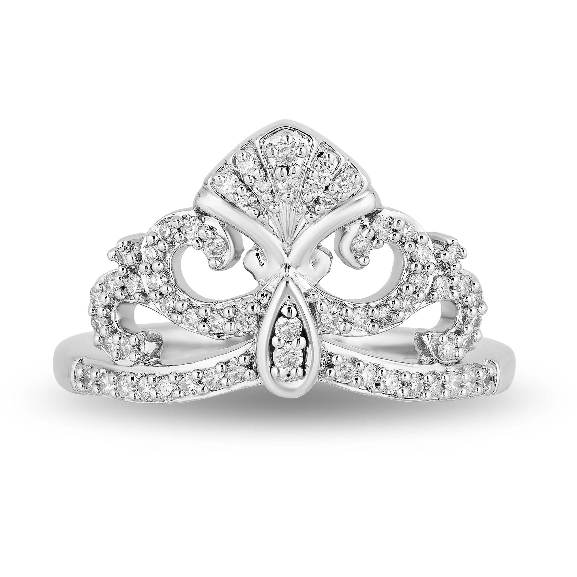 Enchanted Disney Fine Jewelry Sterling Silver 1/4 CTTW Ariel Shell Ring - Image 3