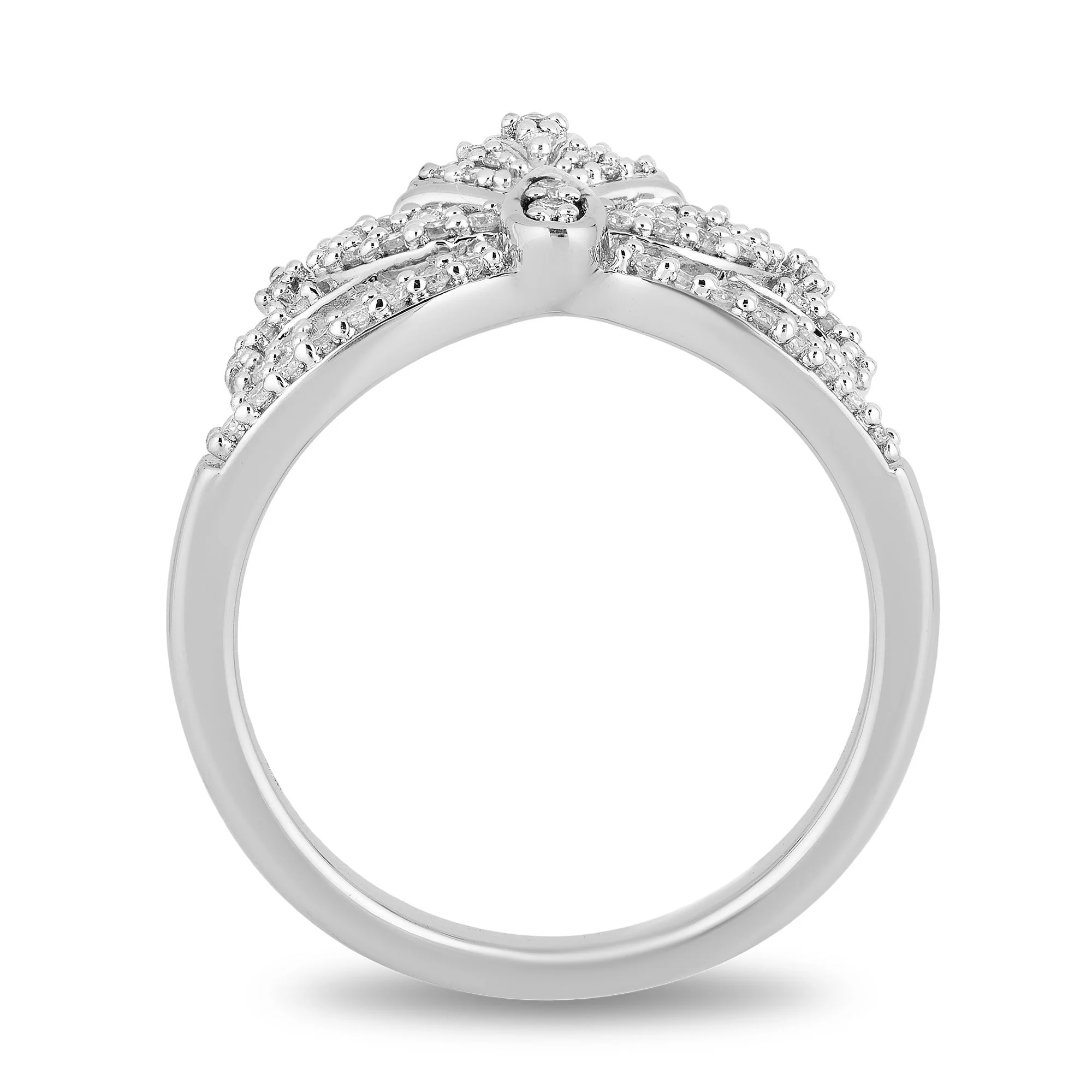 Enchanted Disney Fine Jewelry Sterling Silver 1/4 CTTW Ariel Shell Ring - Image 4