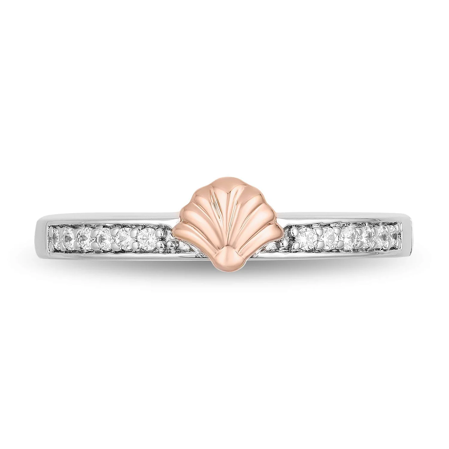 Enchanted Disney Fine Jewelry Sterling Silver and 10K Rose Gold 1/10 CTTW Ariel Ring - Image 3