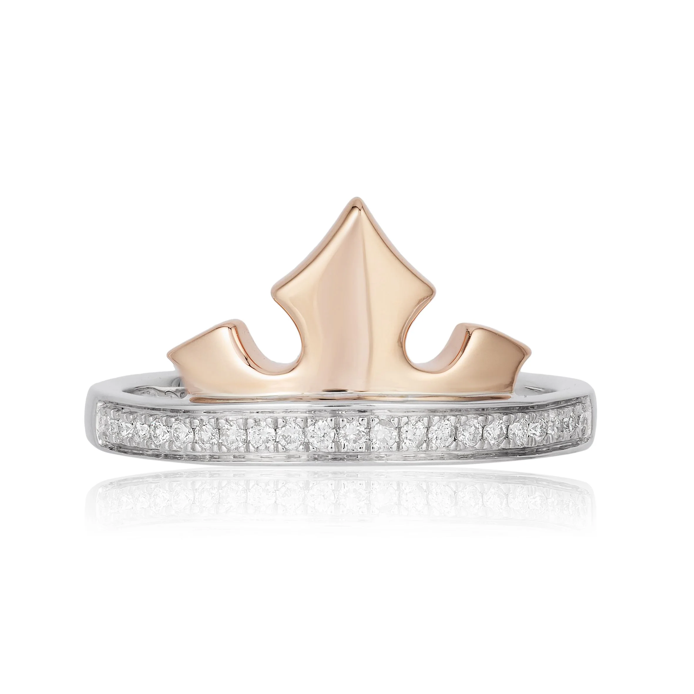 Enchanted Disney Fine Jewelry Sterling Silver and 10k Rose Gold 1/10 CTTW Aurora Tiara Ring - Image 3