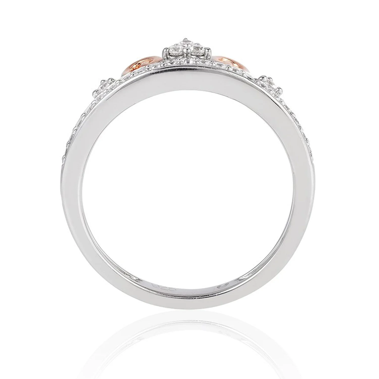 Enchanted Disney Fine Jewelry Sterling Silver and 10K Rose Gold 1/5 CTTW Majestic Princess Tiara Ring - Image 4