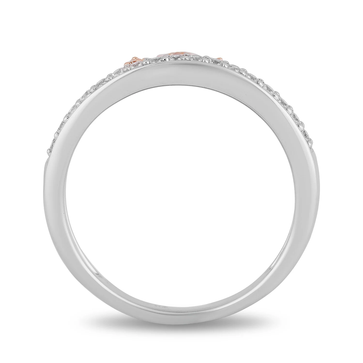 Enchanted Disney Fine Jewelry Sterling Silver and 10K Rose Gold 1/5 CTTW Majestic Princess Tiara Ring - Image 4