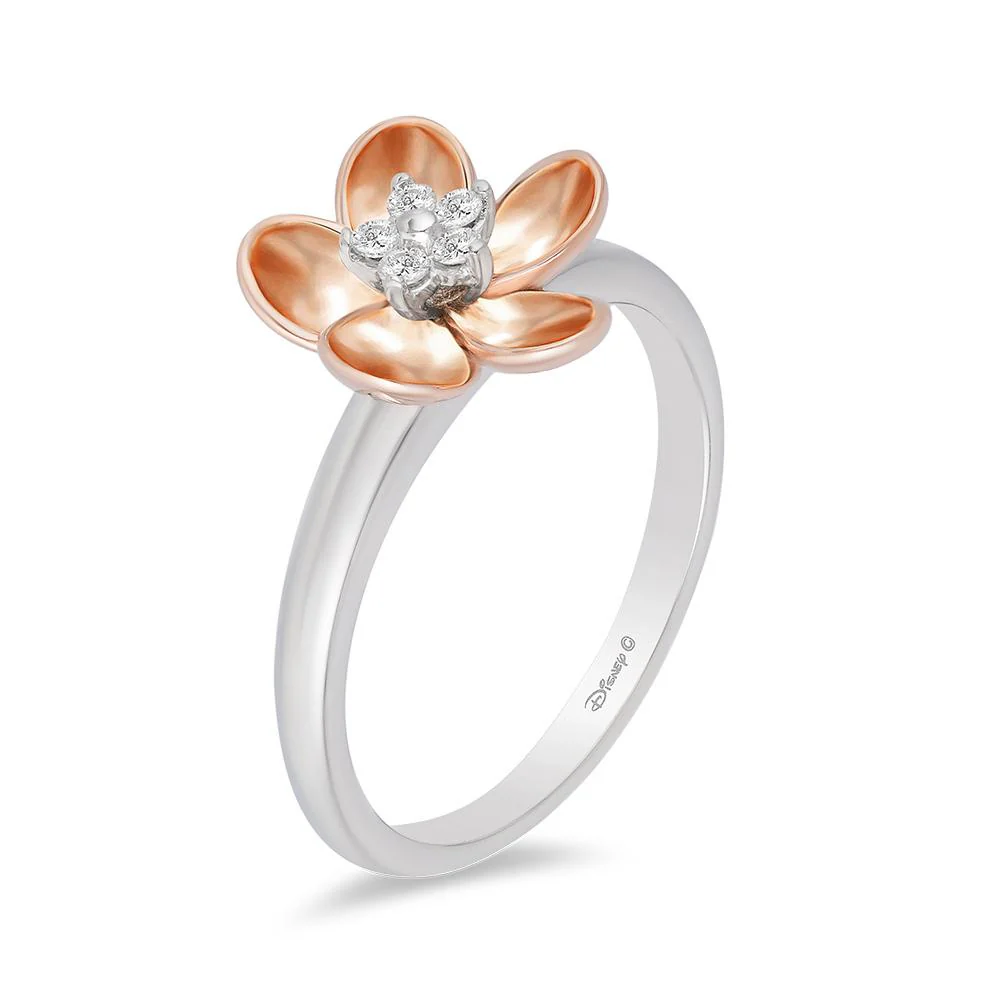 Enchanted Disney Fine Jewelry Sterling Silver and 10K Rose Gold 1/15 CTTW Diamond Mulan Ring - Image 5