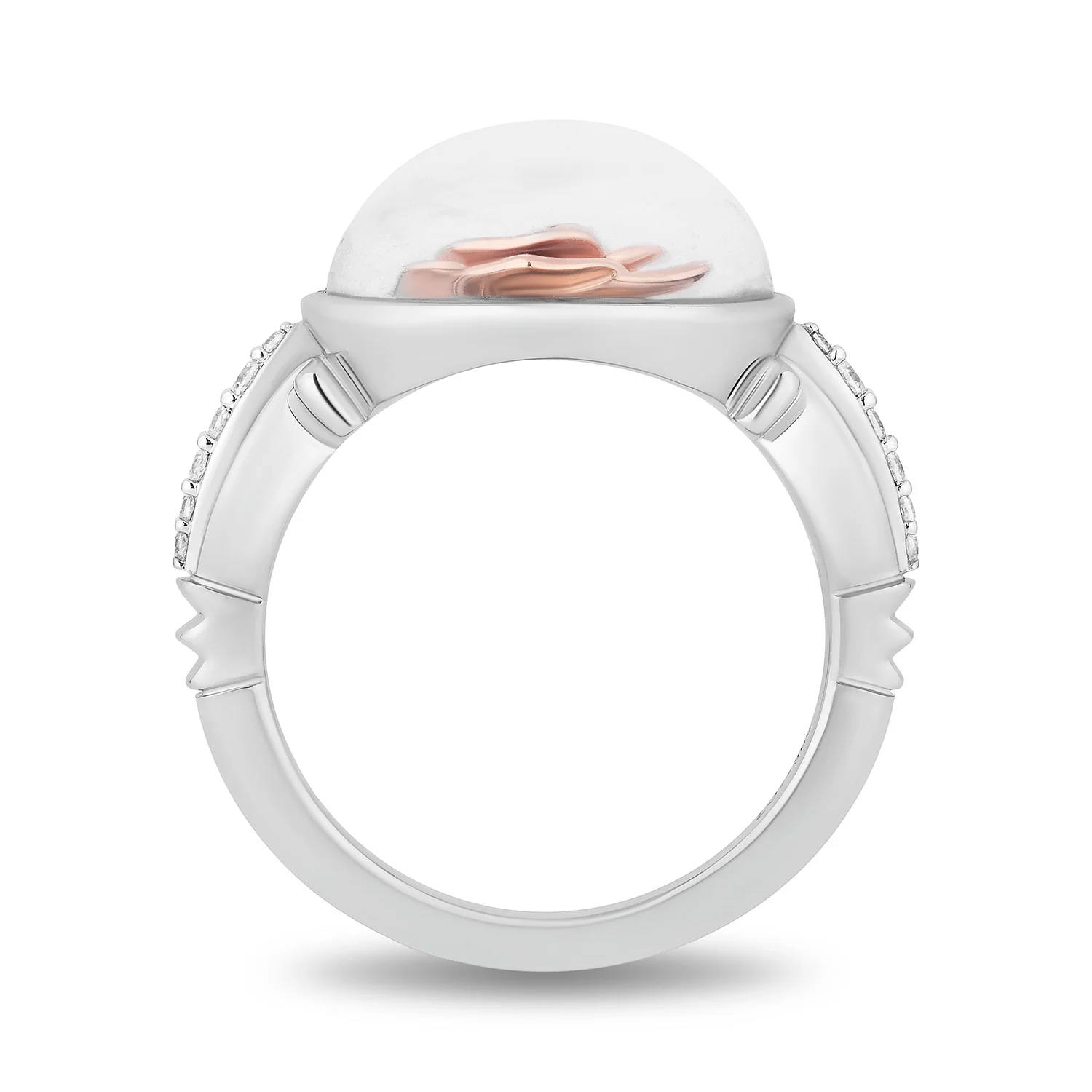 Enchanted Disney Fine Jewelry Sterling Silver and 10K Rose Gold with 1/10 CTTW Diamonds Belle Ring - Image 3