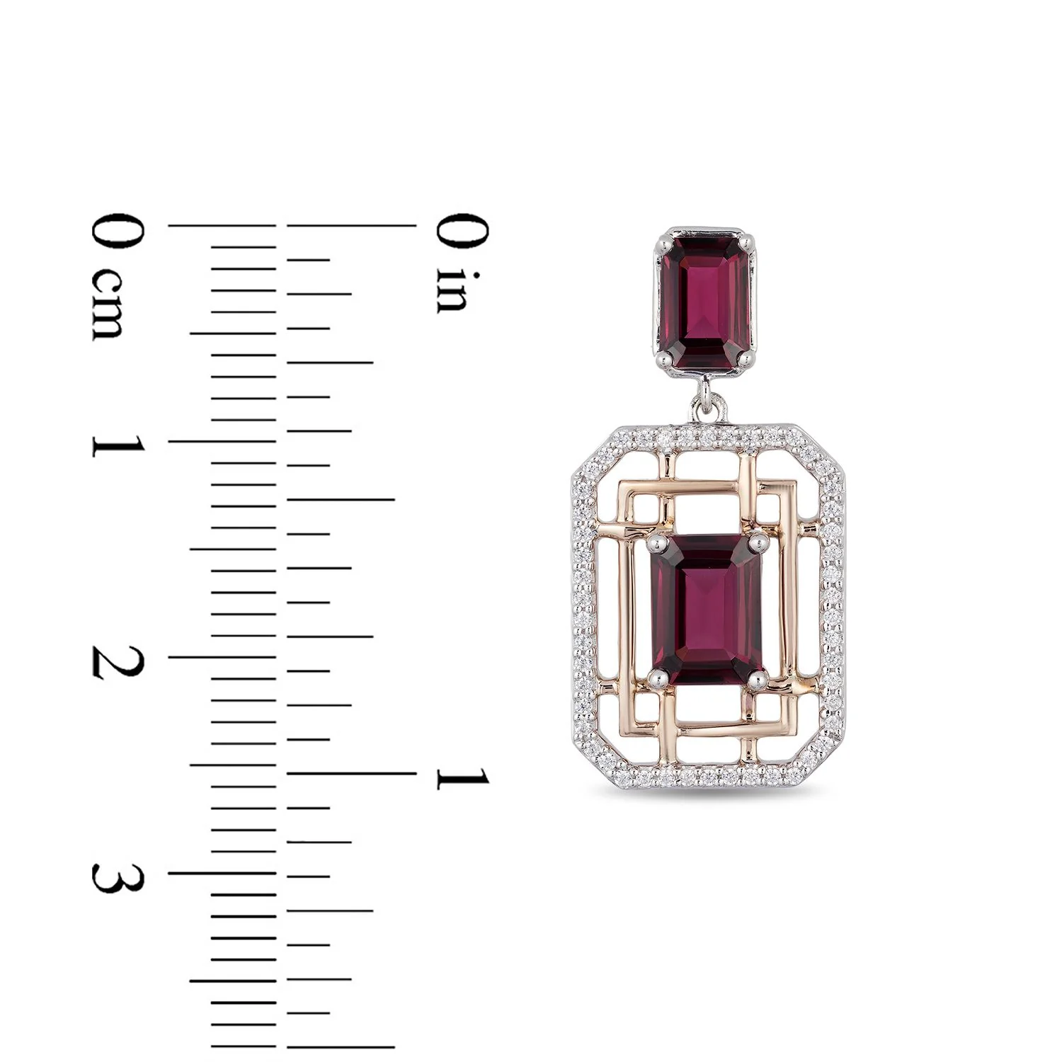 Enchanted Disney Fine Jewelry Sterling Silver and 10K Rose Gold with 1/4 CTTW Diamond with Rhodolite Garnet Mulan Earrings - Image 4