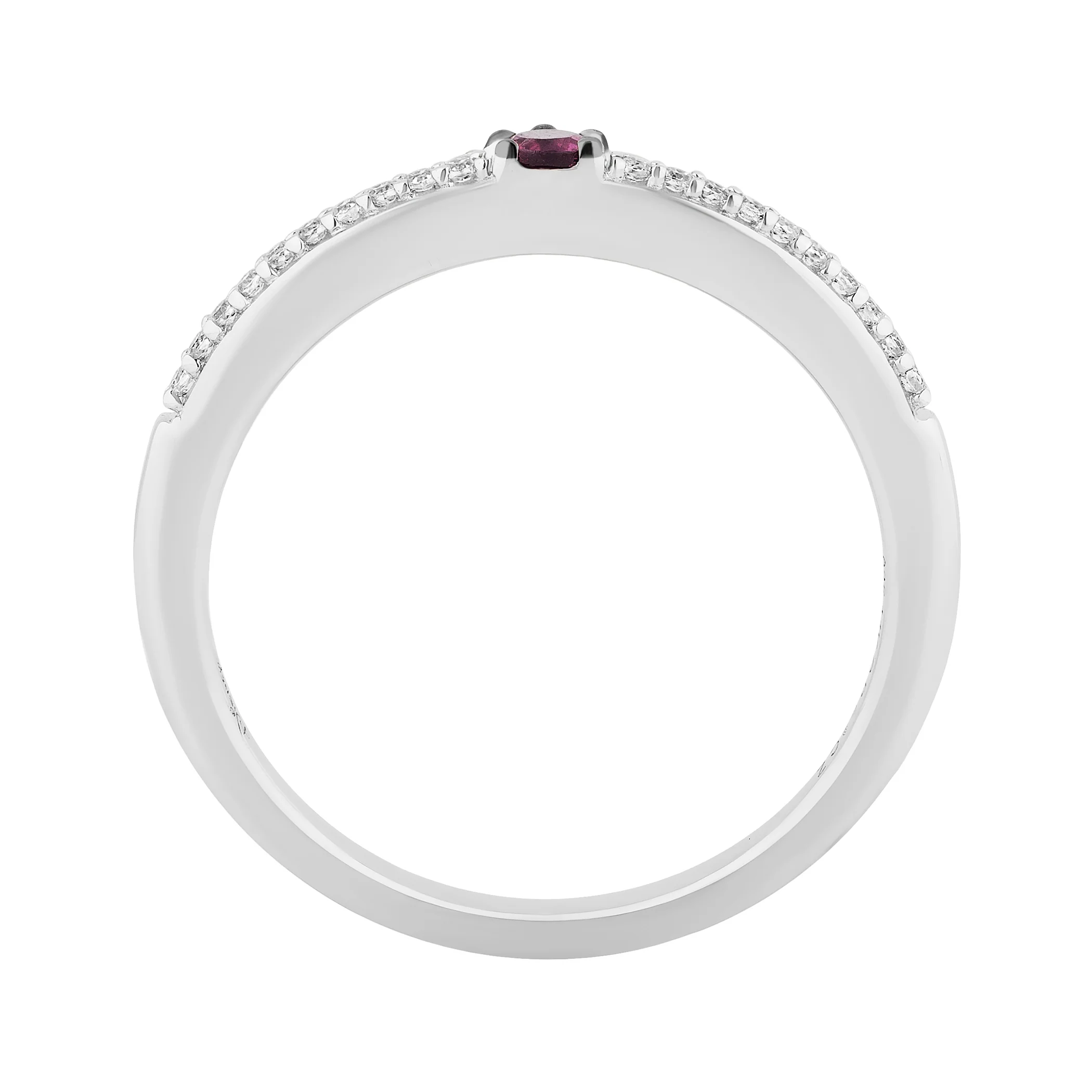 Enchanted Disney Fine Jewelry Sterling Silver and 10K Rose Gold With 1/5 CTTW Diamond with Round Swiss Blue Topaz and Rhodolite Garnet Elsa and Anna Duo Stack Ring - Image 5
