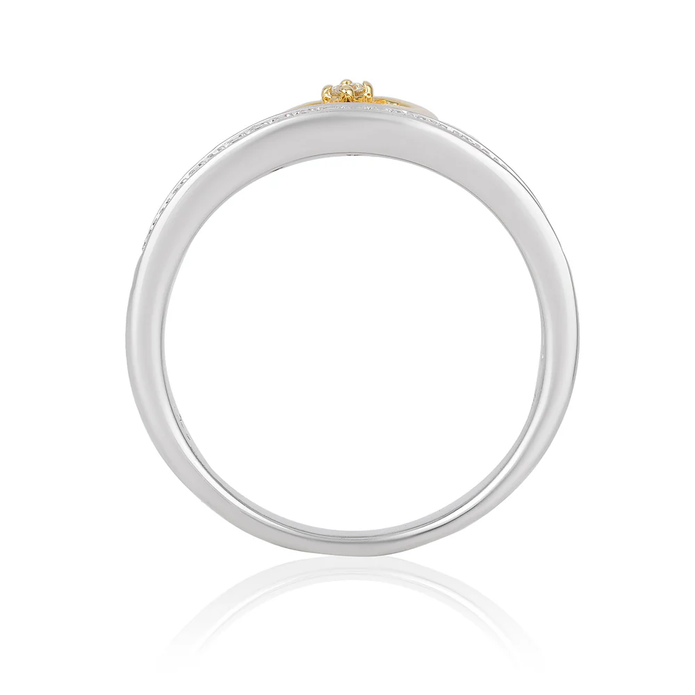 Enchanted Disney Fine Jewelry Sterling Silver and 10K Yellow Gold 1/10 CTTW Jasmine Tiara Ring - Image 4