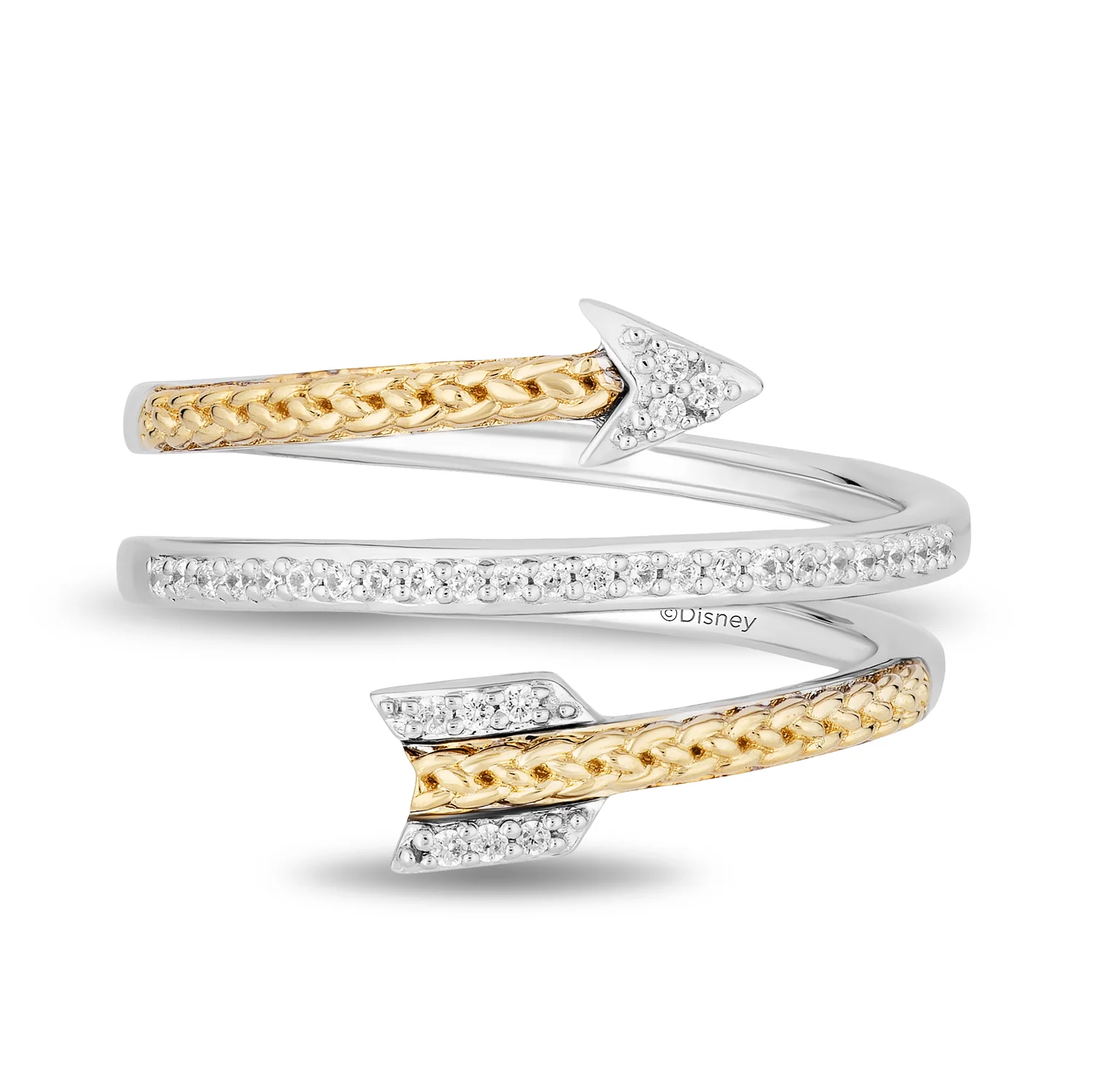 Enchanted Disney Fine Jewelry Sterling Silver and 10K Yellow Gold with 1/10 CTTW. Diamonds Merida Ring - Image 2