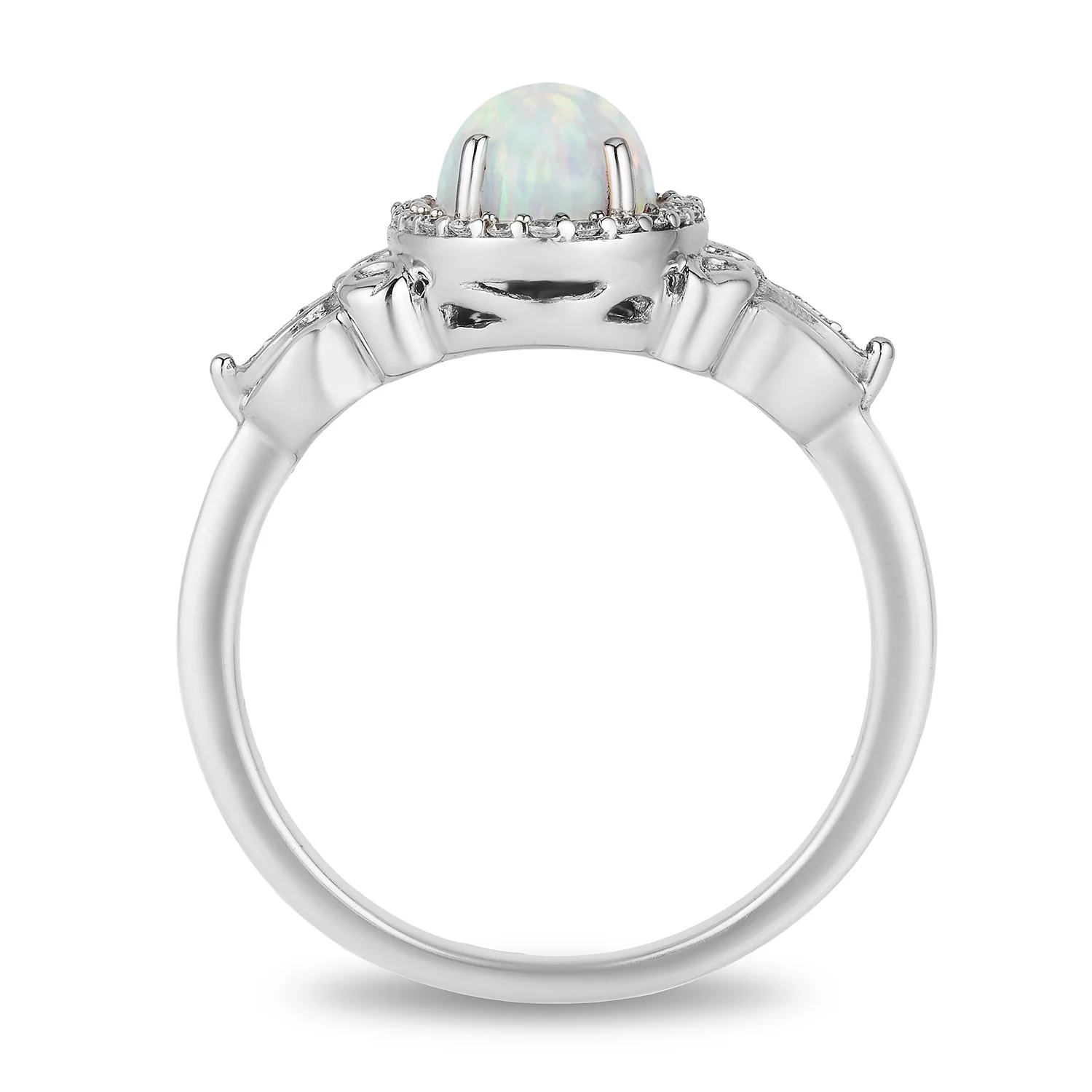 Enchanted Disney Fine Jewelry Sterling Silver with 1/10 CTTW Diamond and Created Opal Cinderella Carriage Ring - Image 4