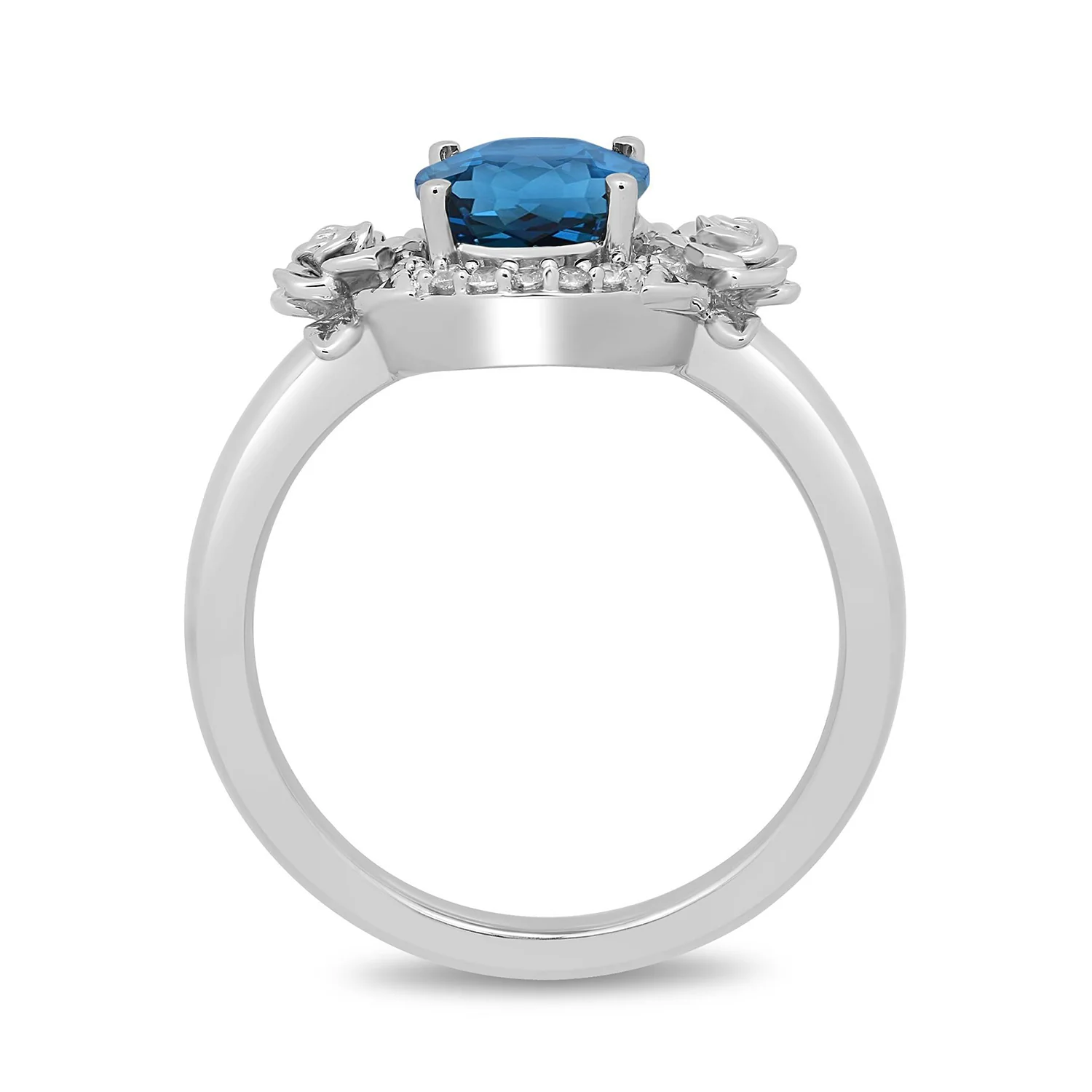 Enchanted Disney Fine Jewelry Sterling Silver with 1/10 CTTW Diamonds and London Blue Topaz, Disney's Cinderella Ring - Image 4