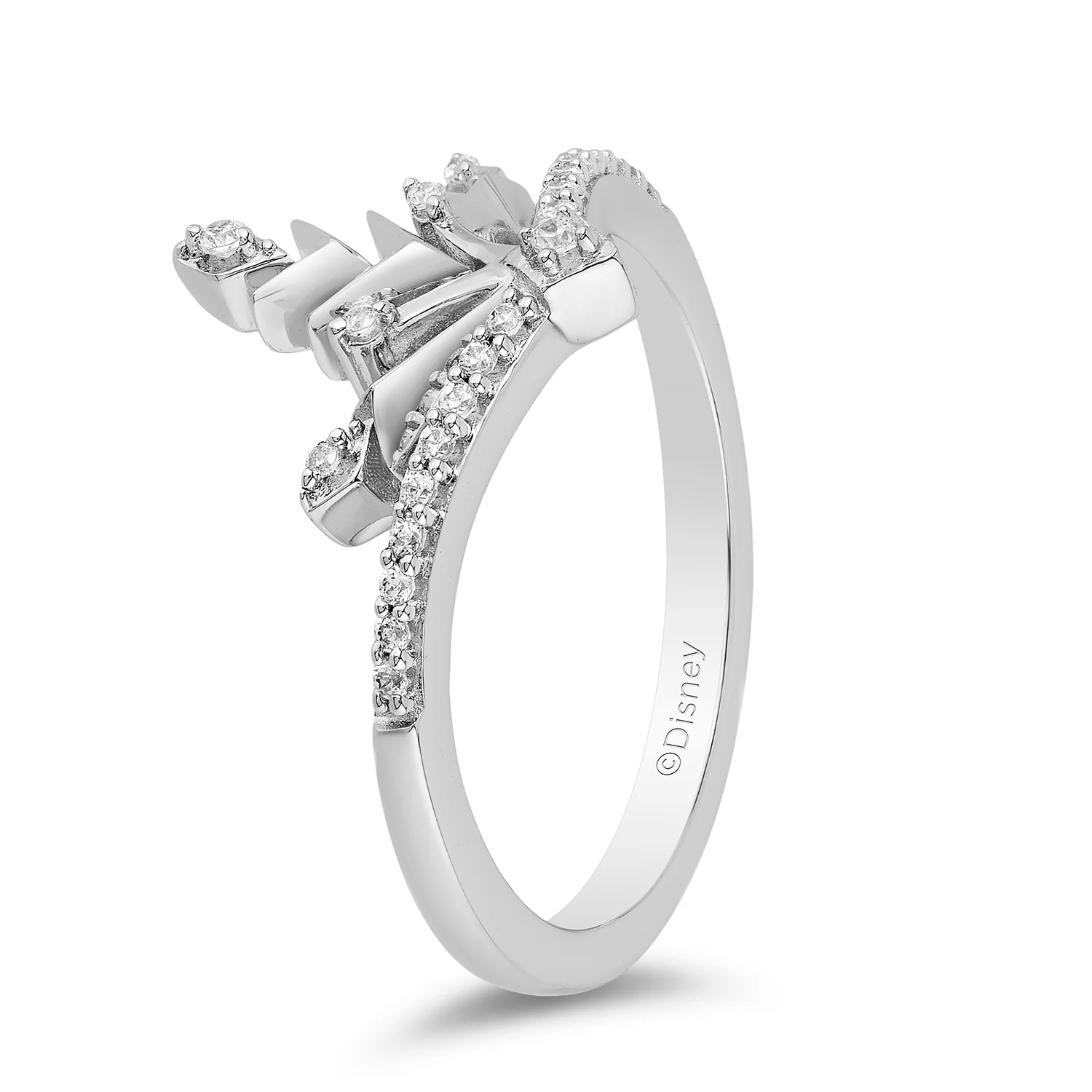 Enchanted Disney Fine Jewelry Sterling Silver with 1/10 CTTW Diamond Elsa Ring - Image 3