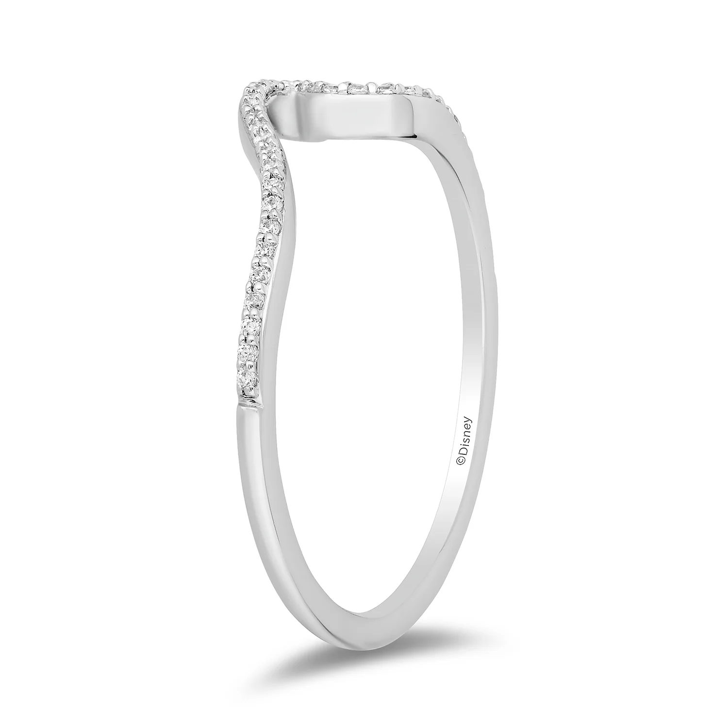 Enchanted Disney Fine Jewelry Sterling Silver with 1/10 CTTW Diamonds Moana Wave Ring - Image 4
