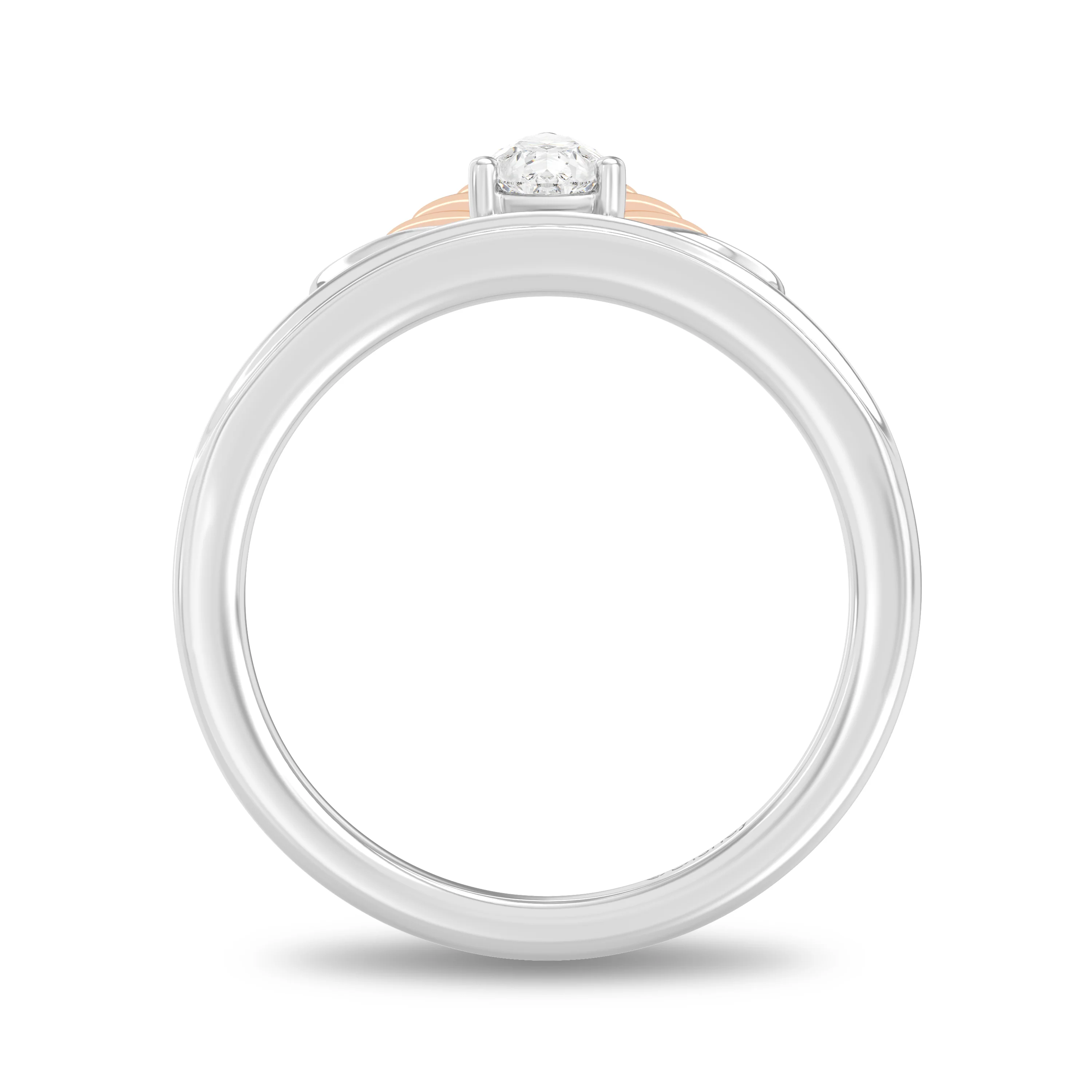 Enchanted Disney Fine Jewelry 14K Rose Gold over Sterling Silver with 1/4 CT.TW. Lab Grown Diamond Ariel Shell Tiara Ring - Image 3