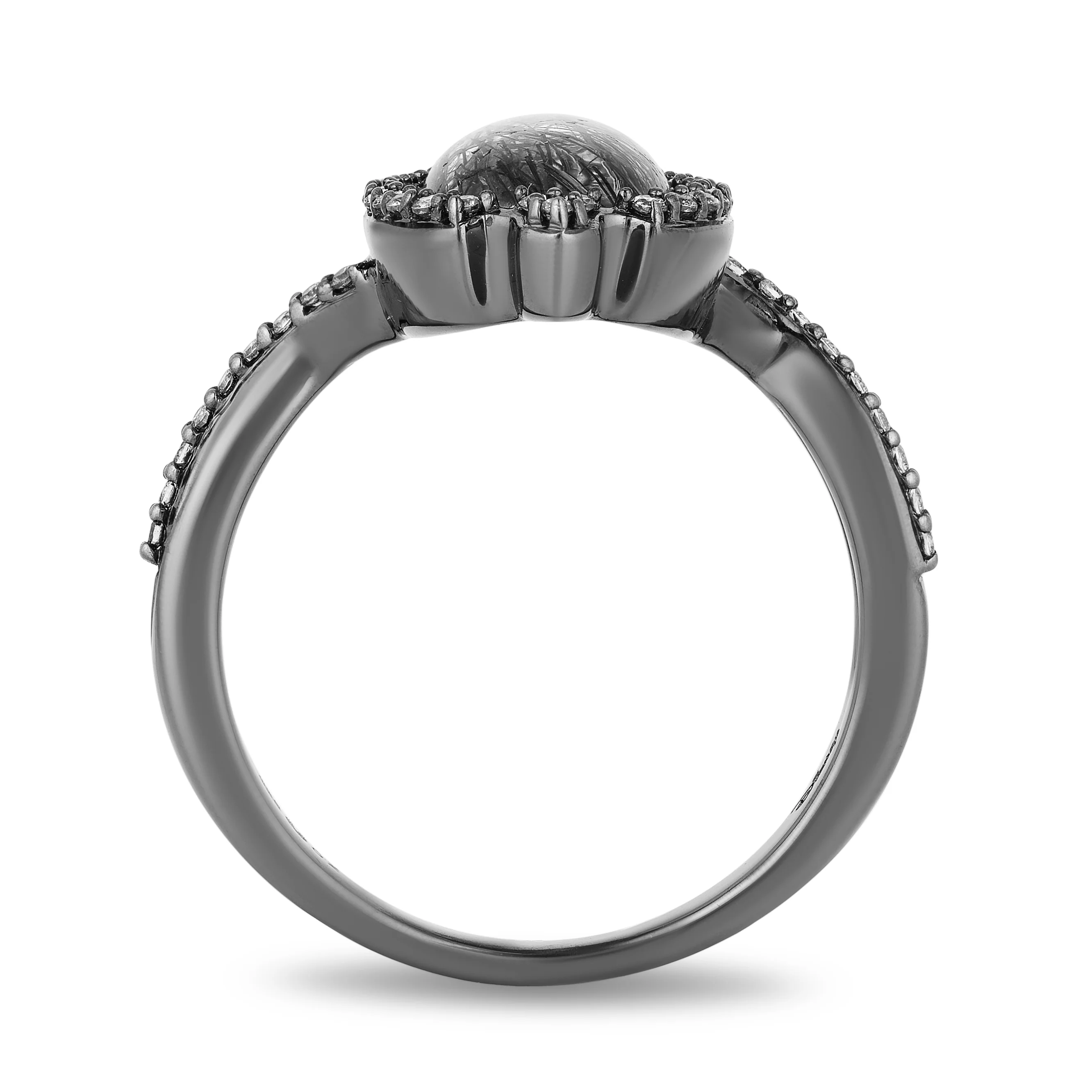 Enchanted Disney Fine Jewelry Black Rhodium over Sterling Silver 1/4 CTTW Diamond with Rutile Quartz Maleficent Ring - Image 4