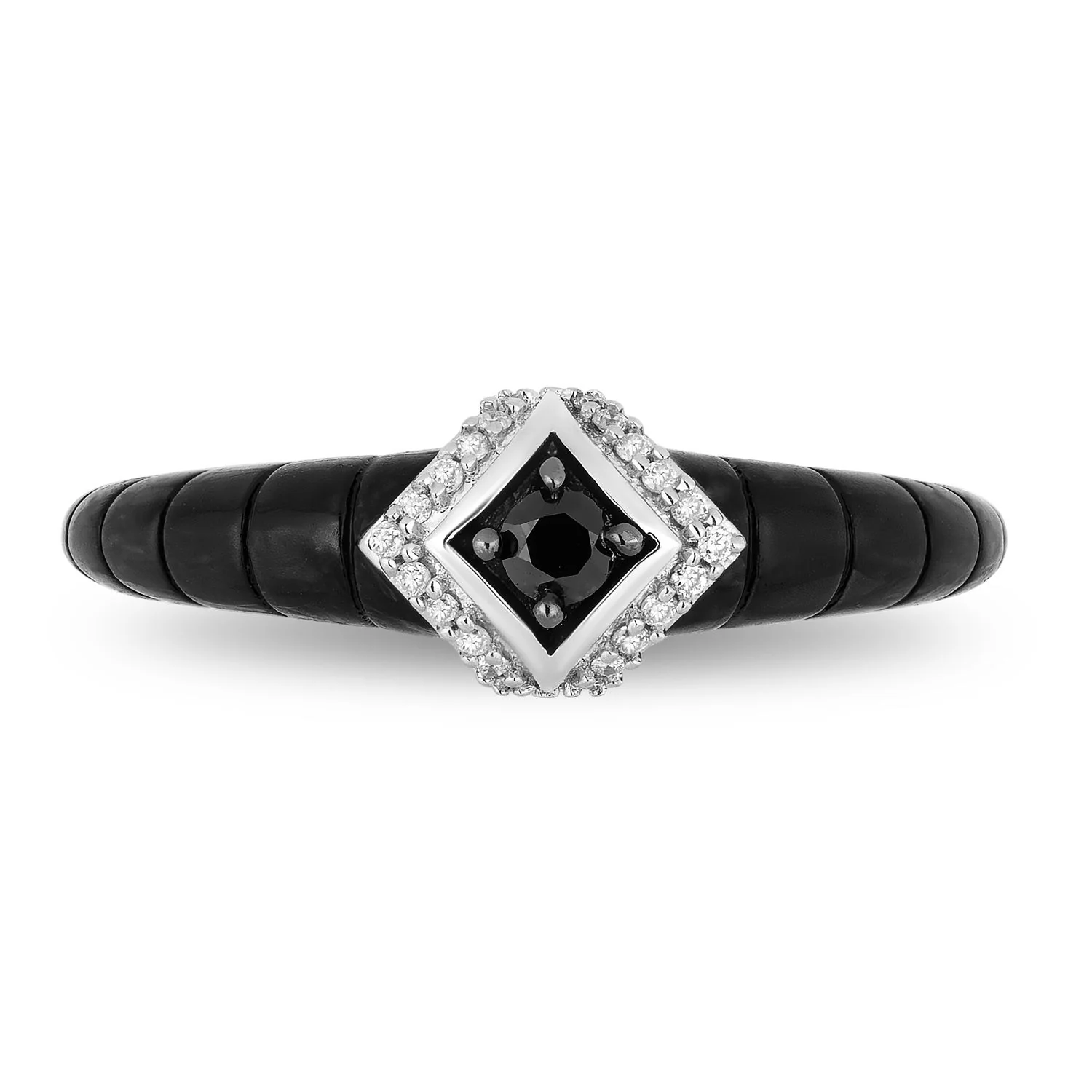 Enchanted Disney Fine Jewelry Sterling Silver with Black Rhodium 1/6 CTTW Maleficent Horn Ring - Image 3