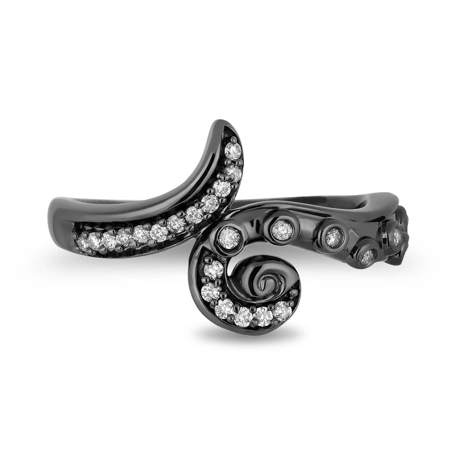 Enchanted Disney Fine Jewelry Sterling Silver with Black Rhodium 1/6 CTTW Ursula Ring - Image 3