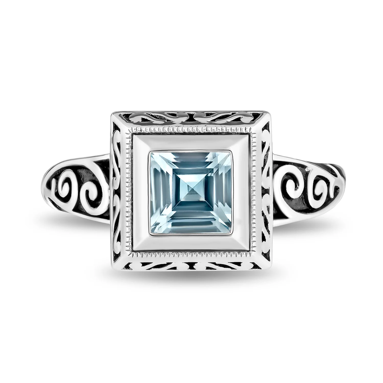 Enchanted Disney Fine Jewelry The Little Mermaid Live Action Replica Engagement Ring in 14K White Gold with Blue Topaz - Image 2