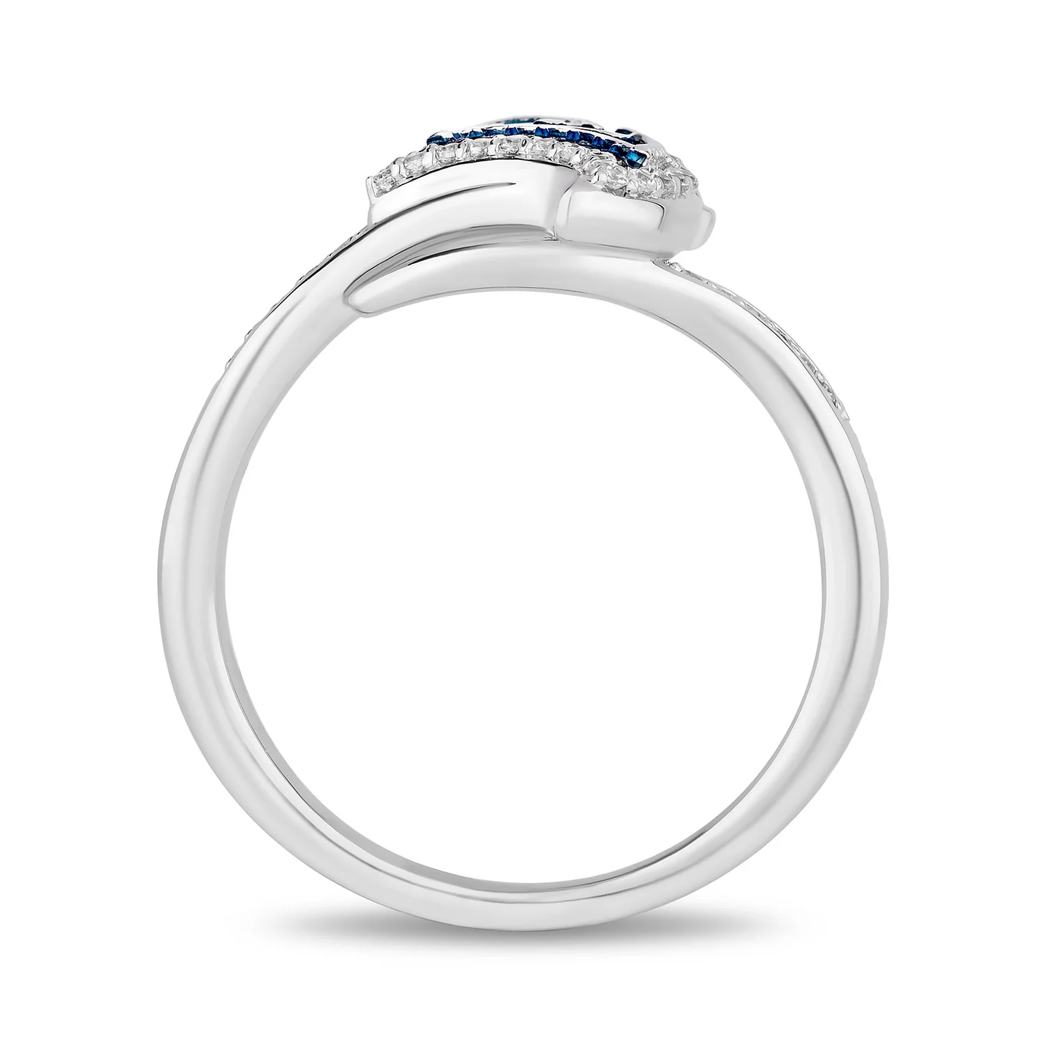 Enchanted Disney Fine Jewelry White and Blue Rhodium Over Sterling Silver with 1/6 CTTW Diamonds Moana Ring - Image 3