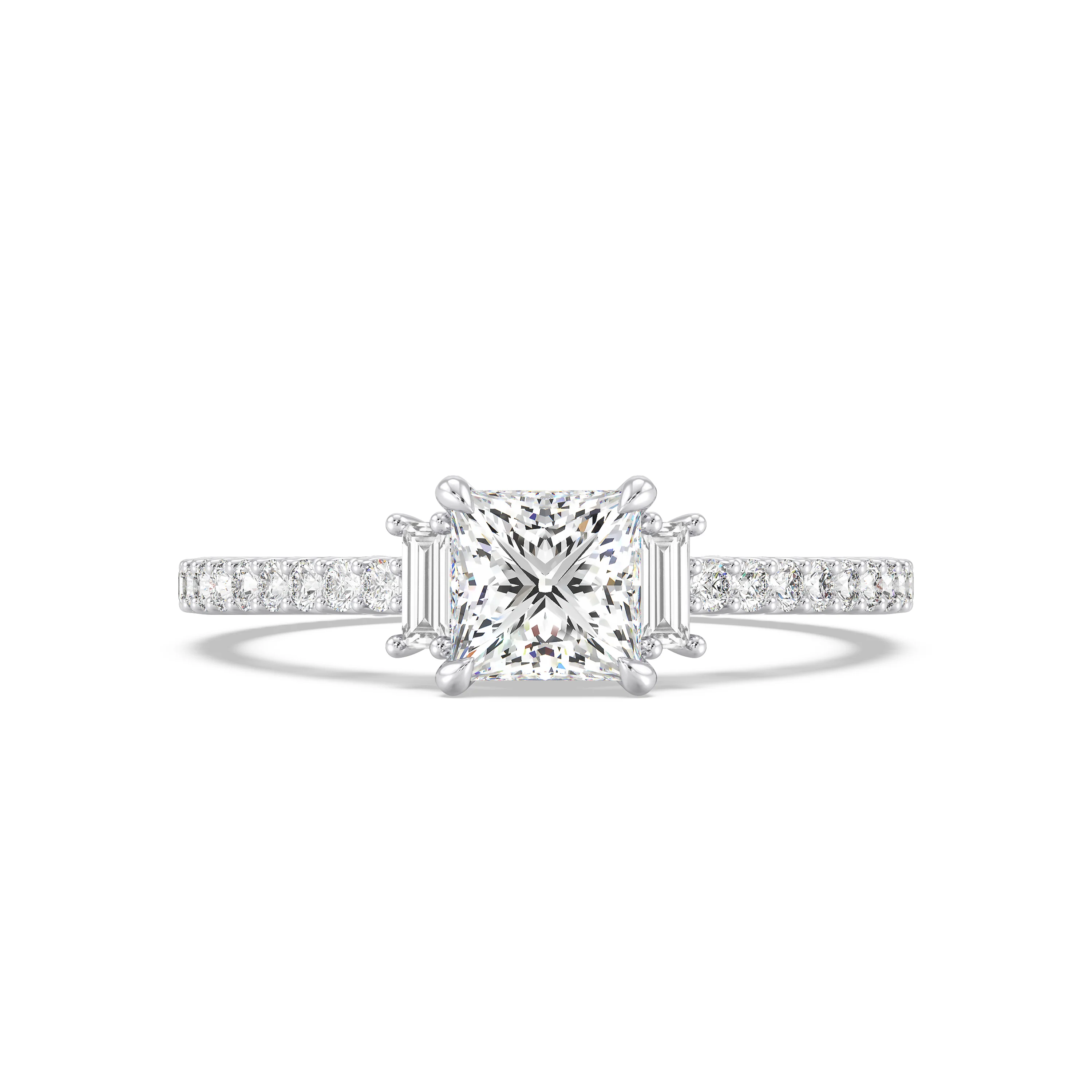 Enchanted Star Princess Cut Lab Grown Diamond Disney Princess Belle Hidden Halo Engagement Ring in 14K White Gold - Image 2