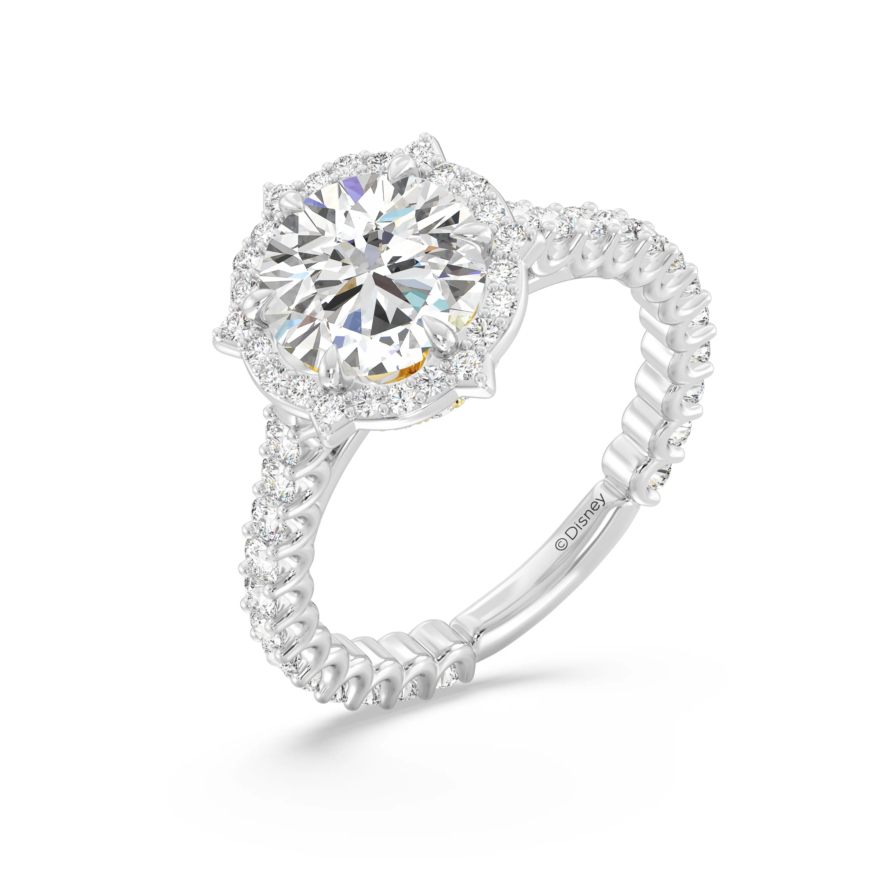 Enchanted Star Lab Grown Diamond Disney Princess Belle Engagement Ring in 14K White Gold
