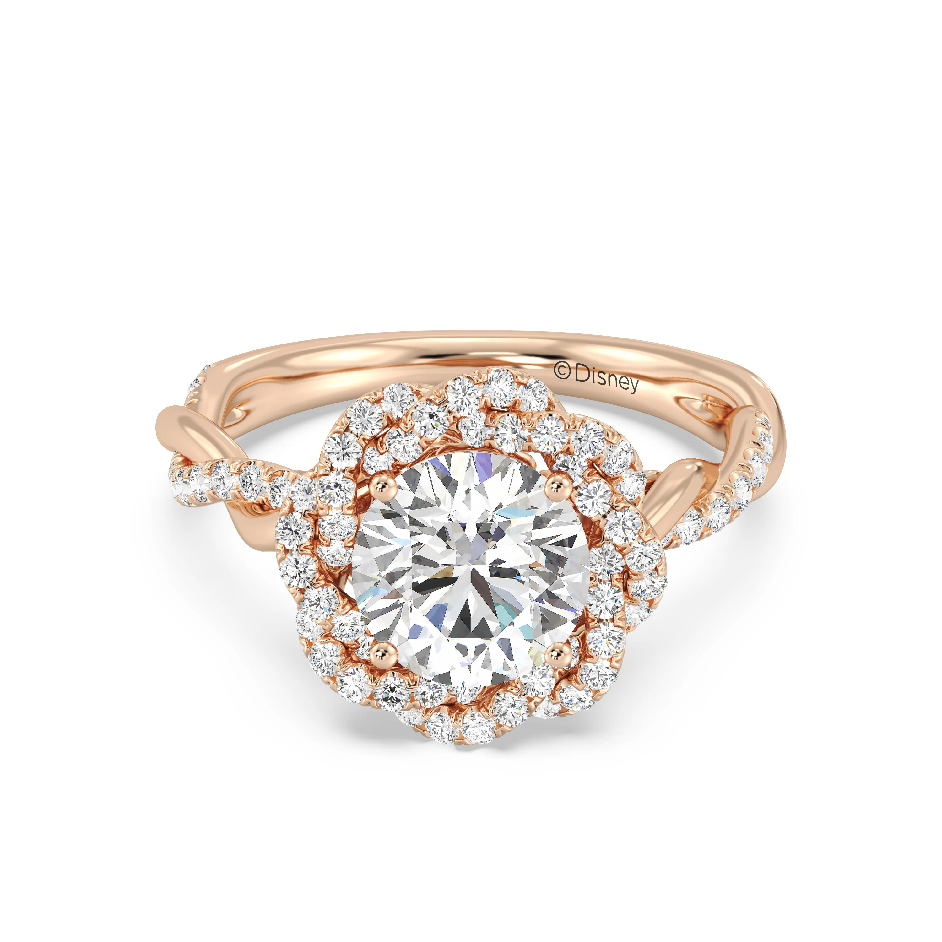 Enchanted Star Lab Grown And 14K Gold Disney Princess Belle Pavé Rose Engagement Ring - Image 5