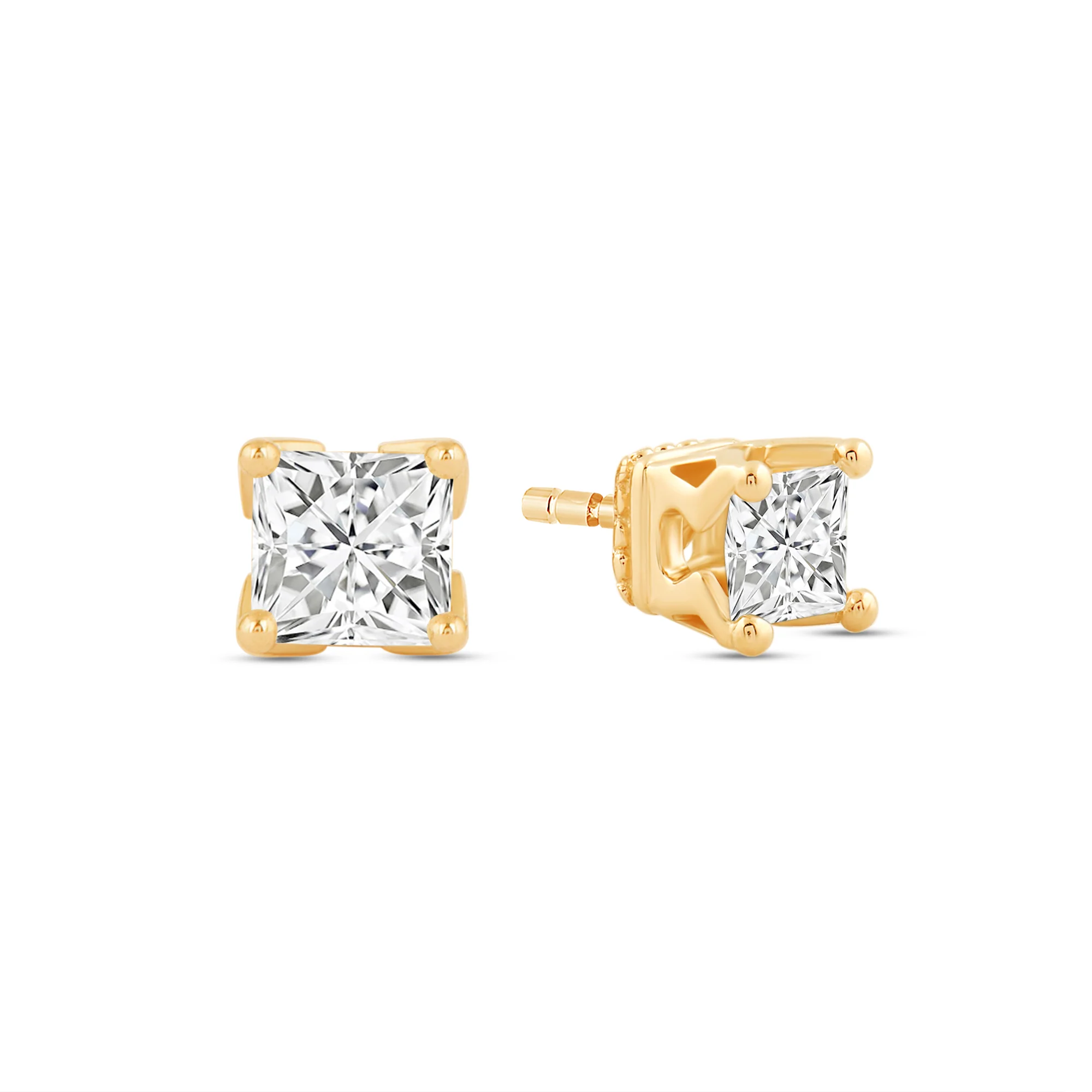 Enchanted Star Lab Grown Diamond 10K Gold Majestic Princess Stud Earrings - Image 5
