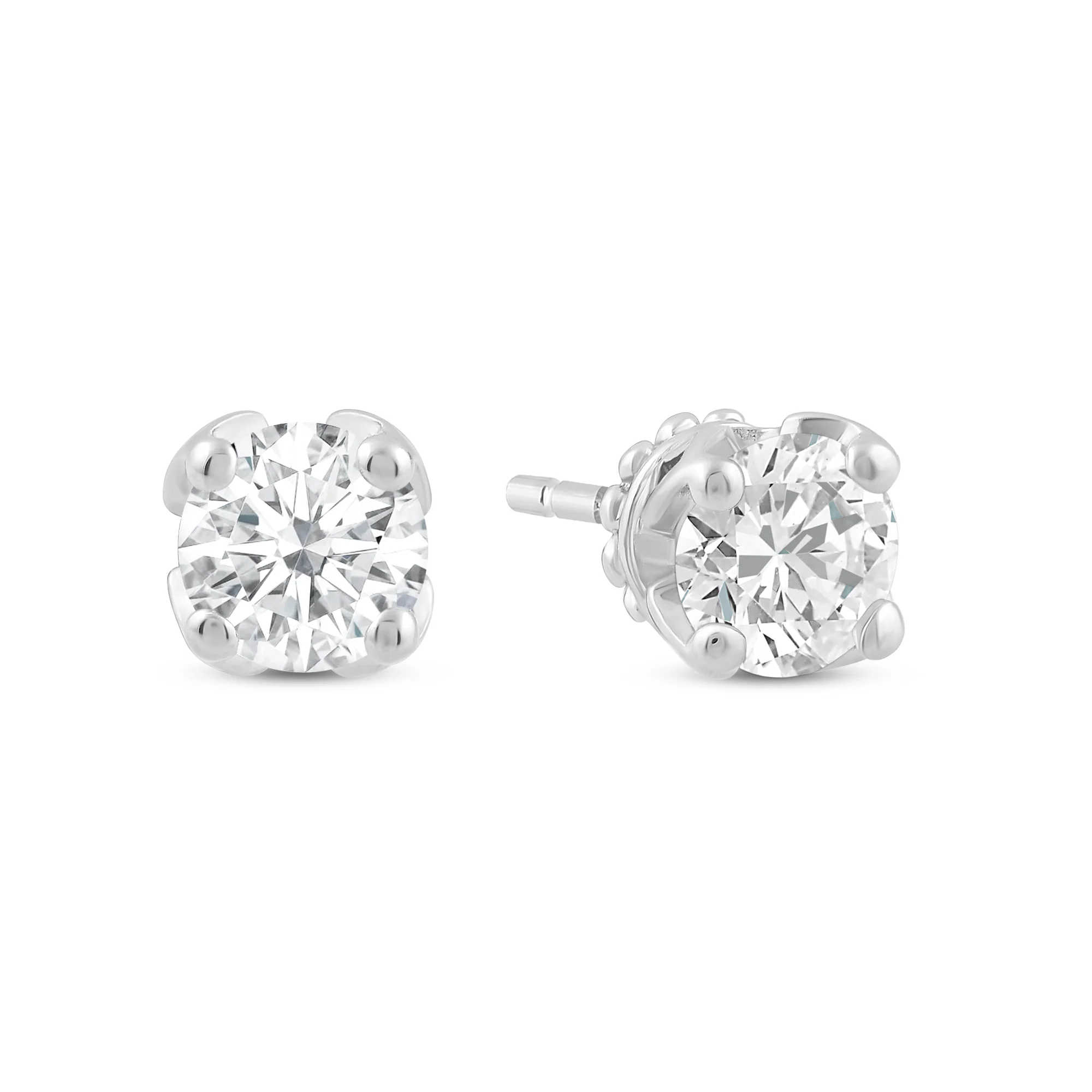 Enchanted Star Lab Grown Diamond 10K Gold Majestic Princess V Prong Stud Earrings - Image 3