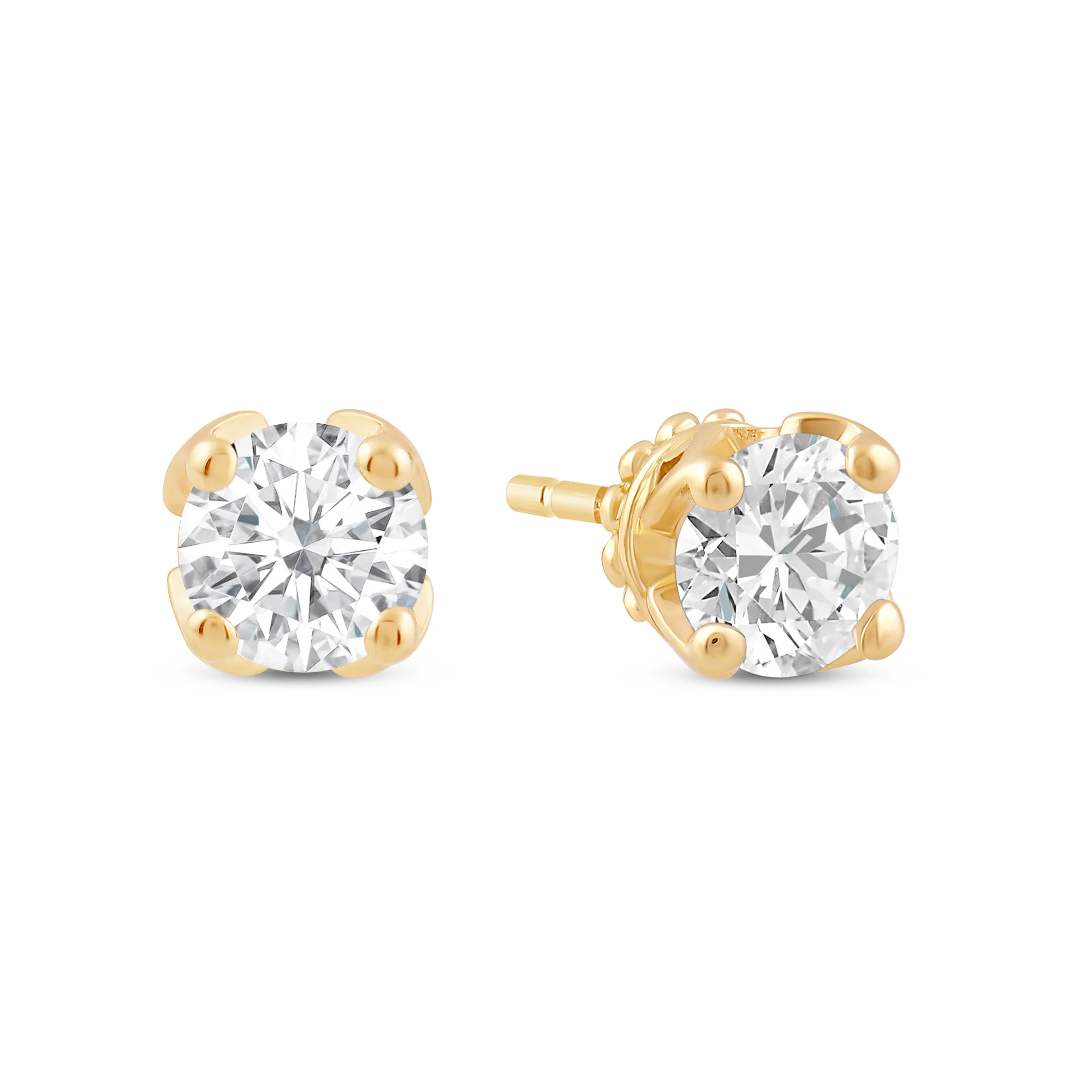 Enchanted Star Lab Grown Diamond 10K Gold Majestic Princess V Prong Stud Earrings - Image 5