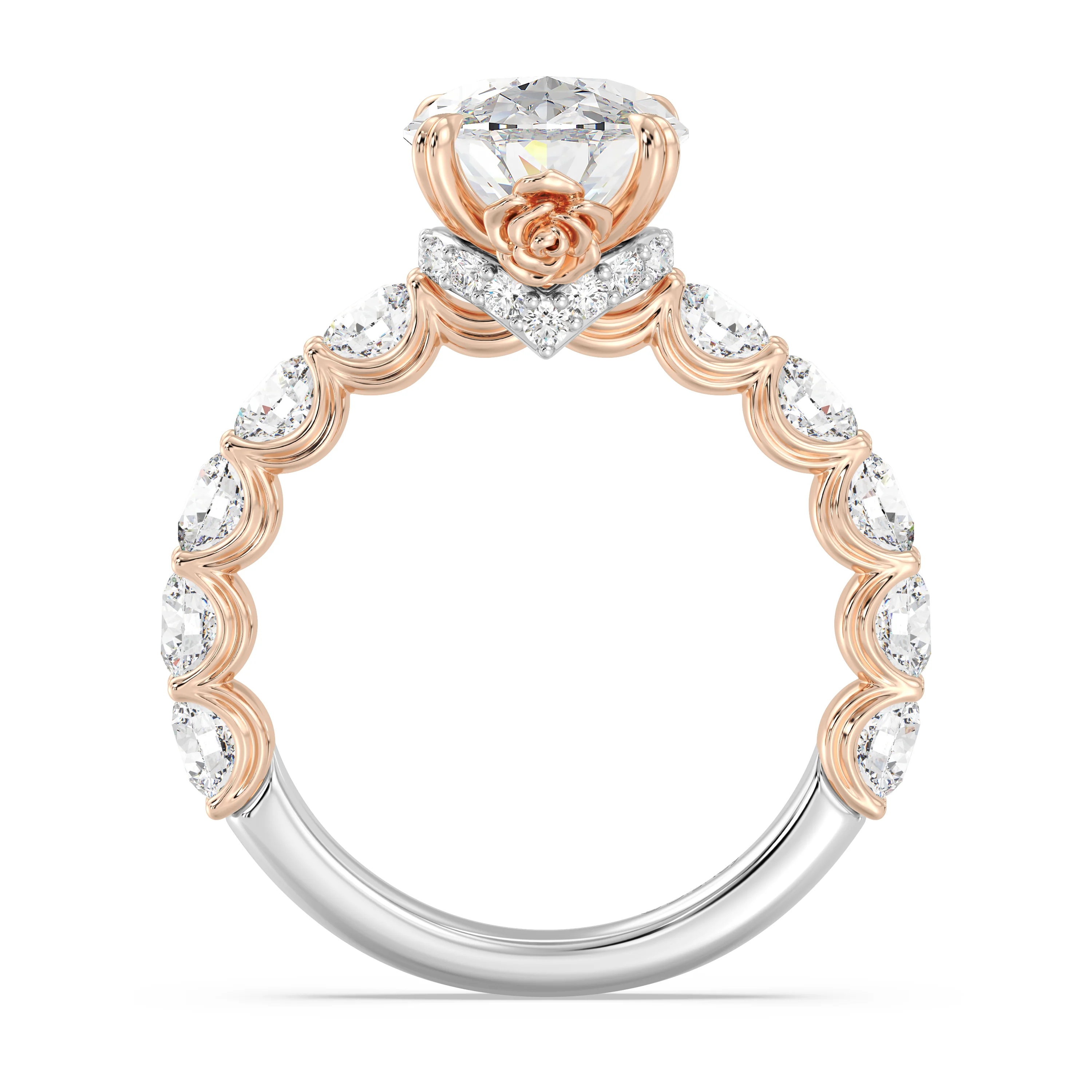 Enchanted Star Lab Grown Diamond And 14K Gold Disney Princess Belle Hidden Halo Engagement Ring - Image 4