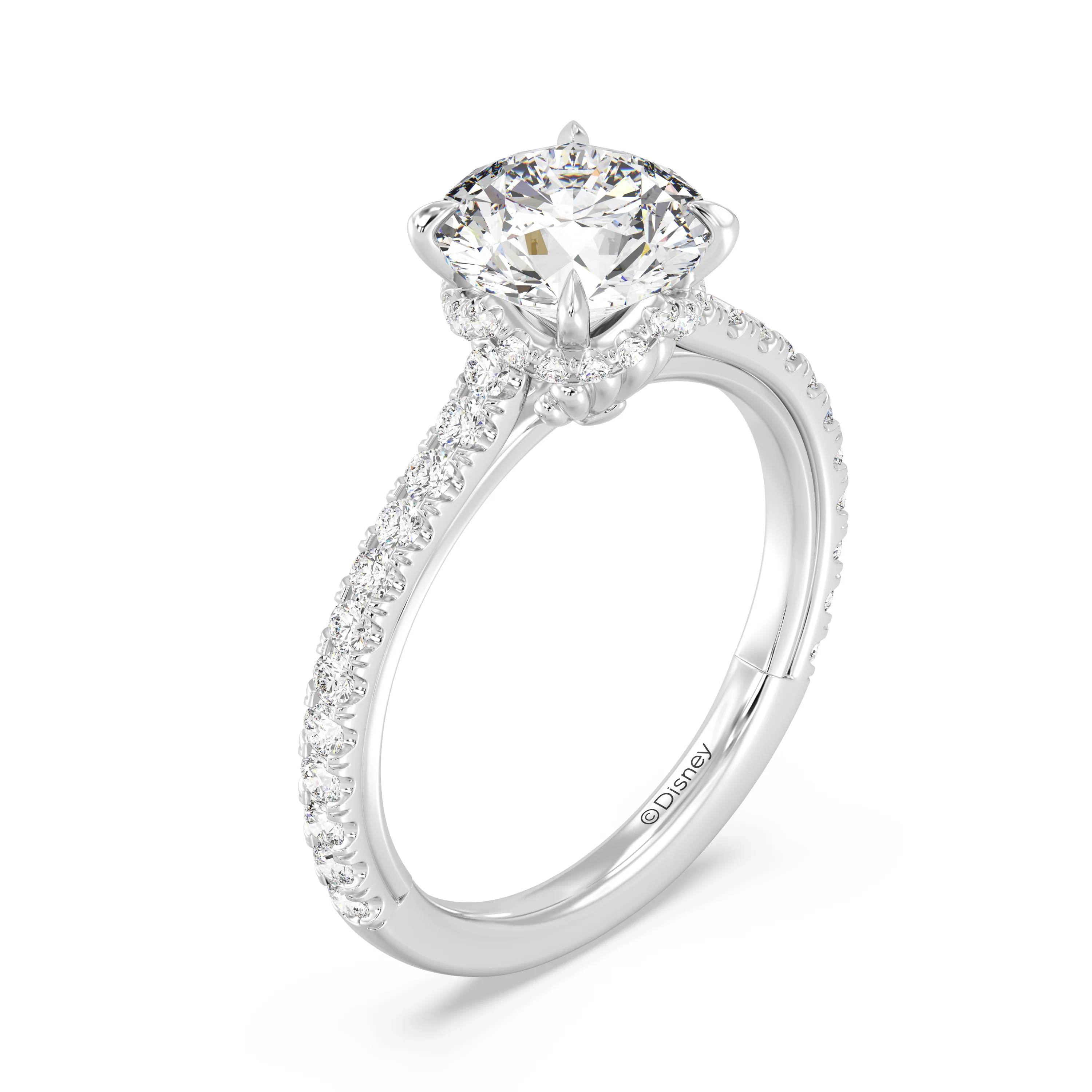 Enchanted Star Lab Grown Diamond And 14K Gold Disney Princess Ariel Hidden Halo Engagement Ring - Image 10