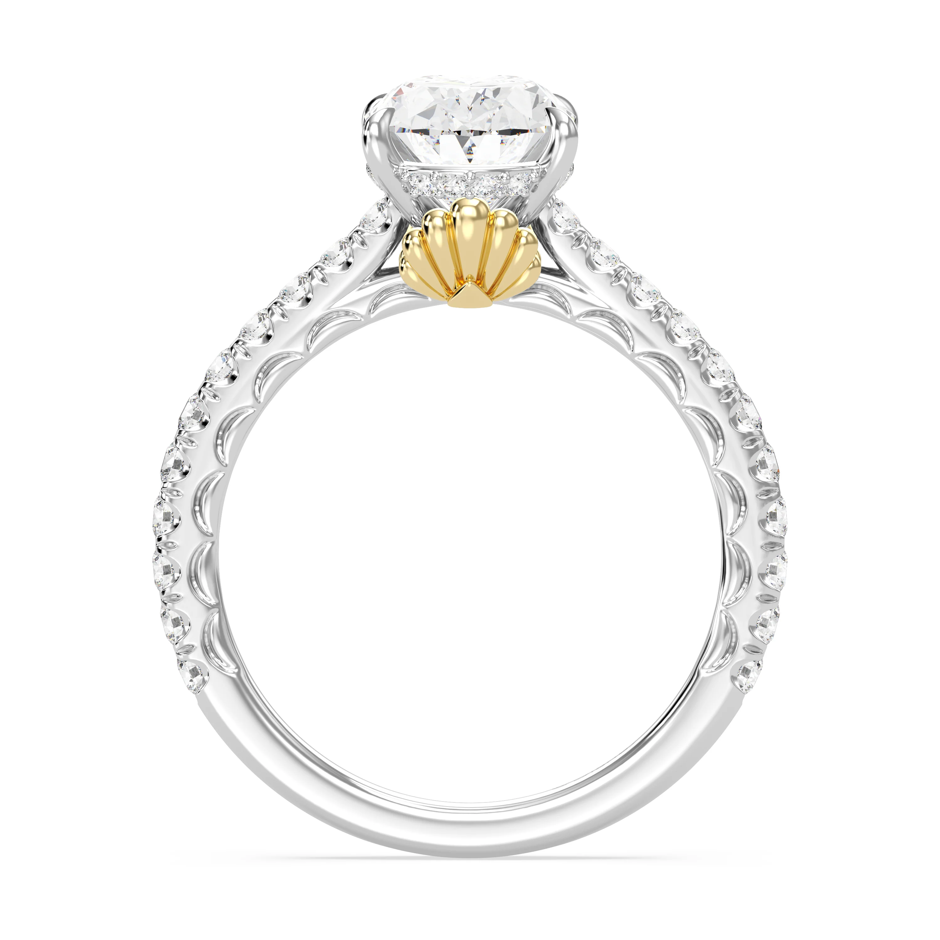 Enchanted Star Lab Grown Diamond And 14K Gold Disney Princess Ariel Scalloped Engagement Ring - Image 6