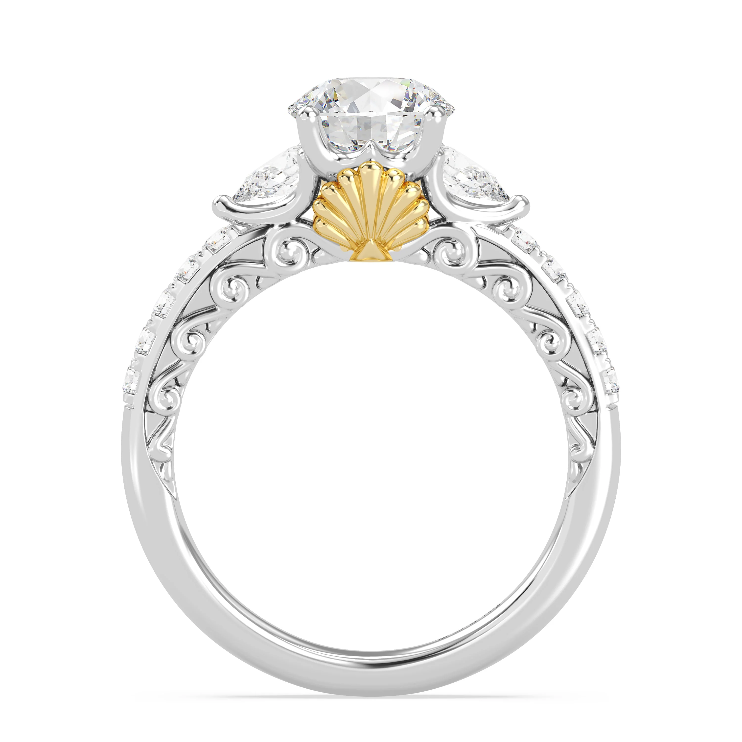 Enchanted Star Lab Grown Diamond 14K Gold Ariel Shell Gallery Engagement Ring - Image 12