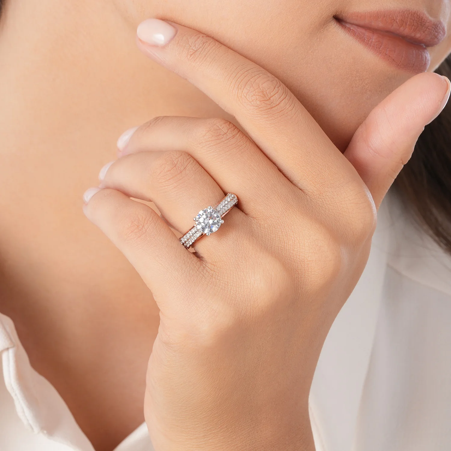 Enchanted Star Lab Grown Diamond 14K Gold Aurora Double Shank Engagement Ring - Image 19