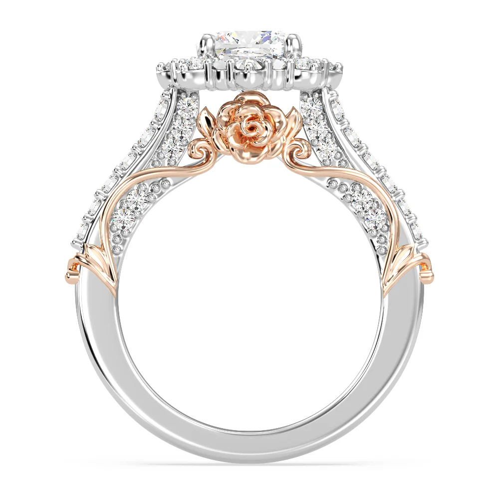 Enchanted Star Lab Grown Diamond 14K Gold Belle Halo Engagement Ring with Rose Gallery - Image 17