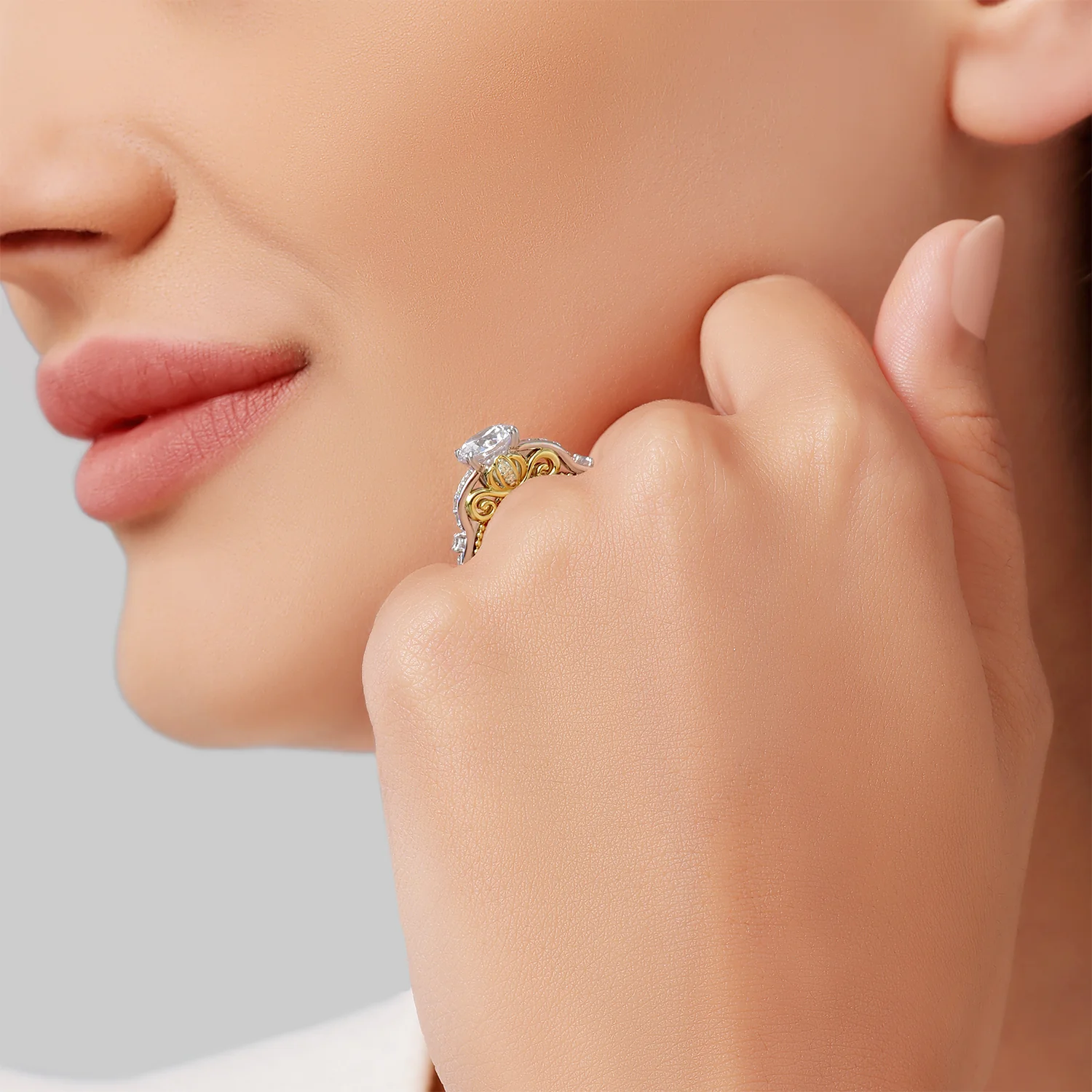 Enchanted Star Lab Grown Diamond 14K Gold Cinderella Carriage Engagement Ring - Image 29