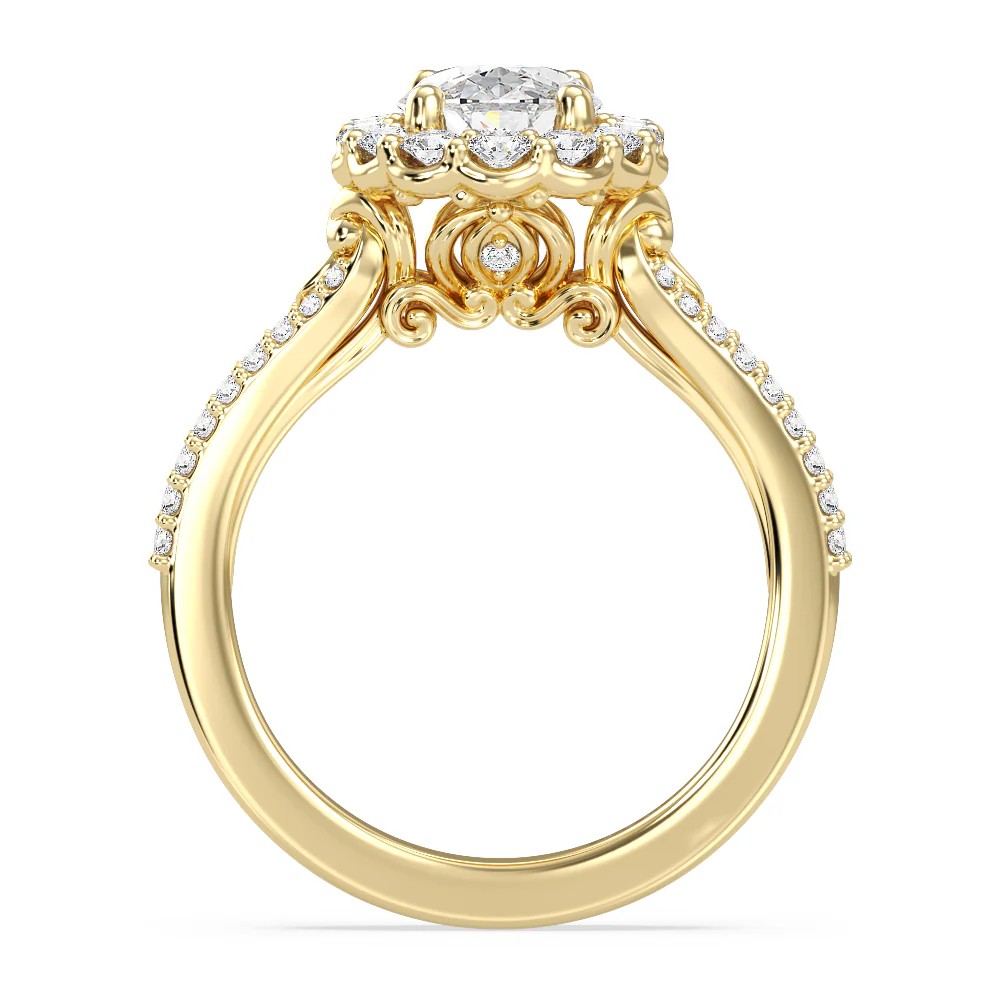Enchanted Star Lab Grown Diamond 14K Gold Cinderella Split Shank Halo Engagement Ring - Image 18