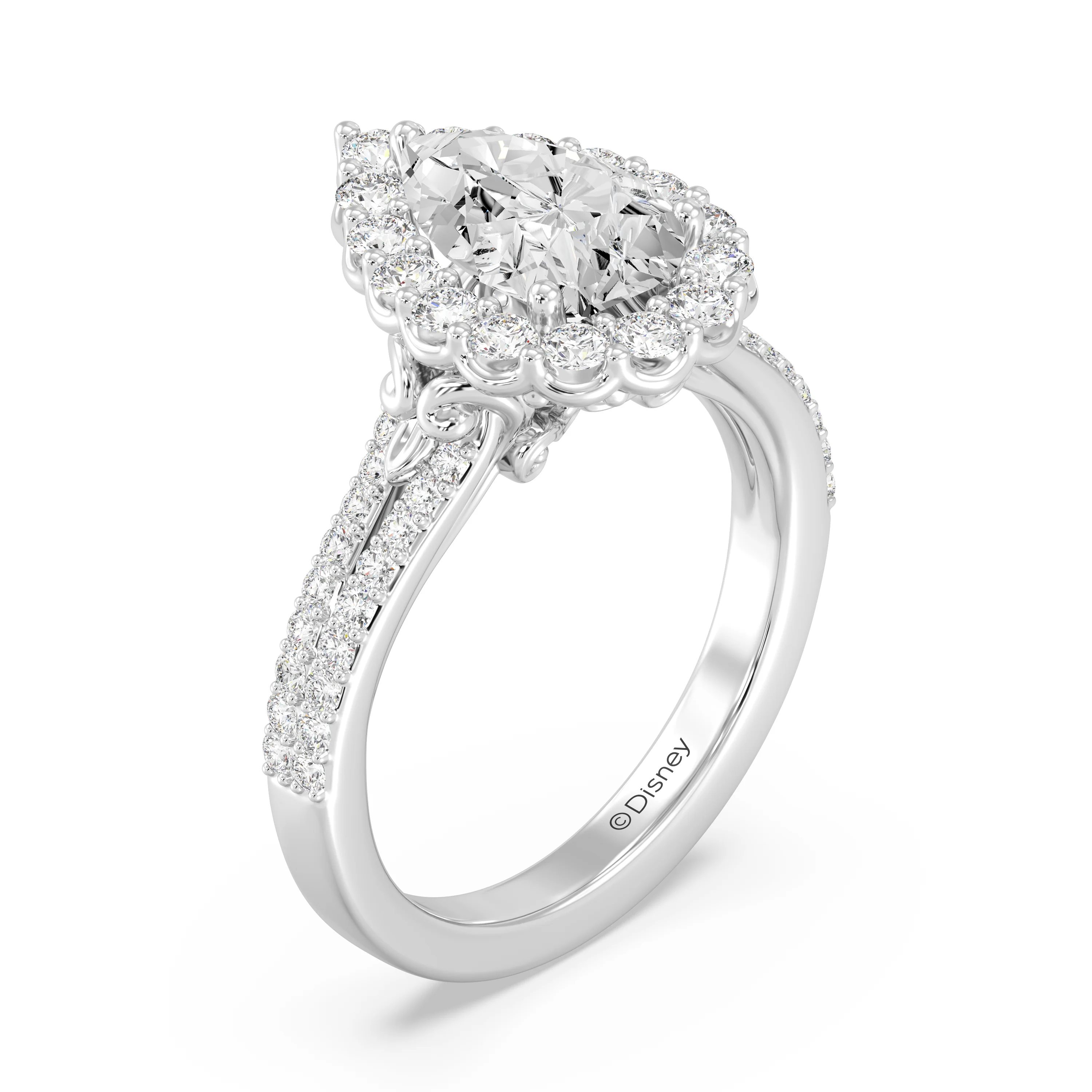 Enchanted Star Lab Grown Diamond 14K Gold Cinderella Split Shank Halo Engagement Ring - Image 28