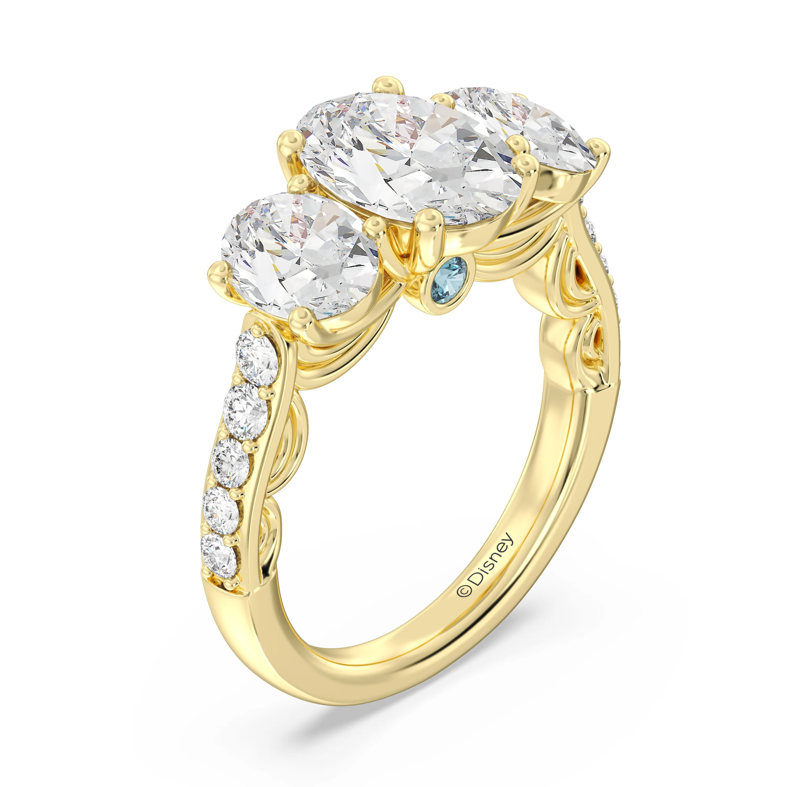 Enchanted Star Lab Grown Diamond 14K Gold Cinderella Three Stone Engagement Ring - Image 4
