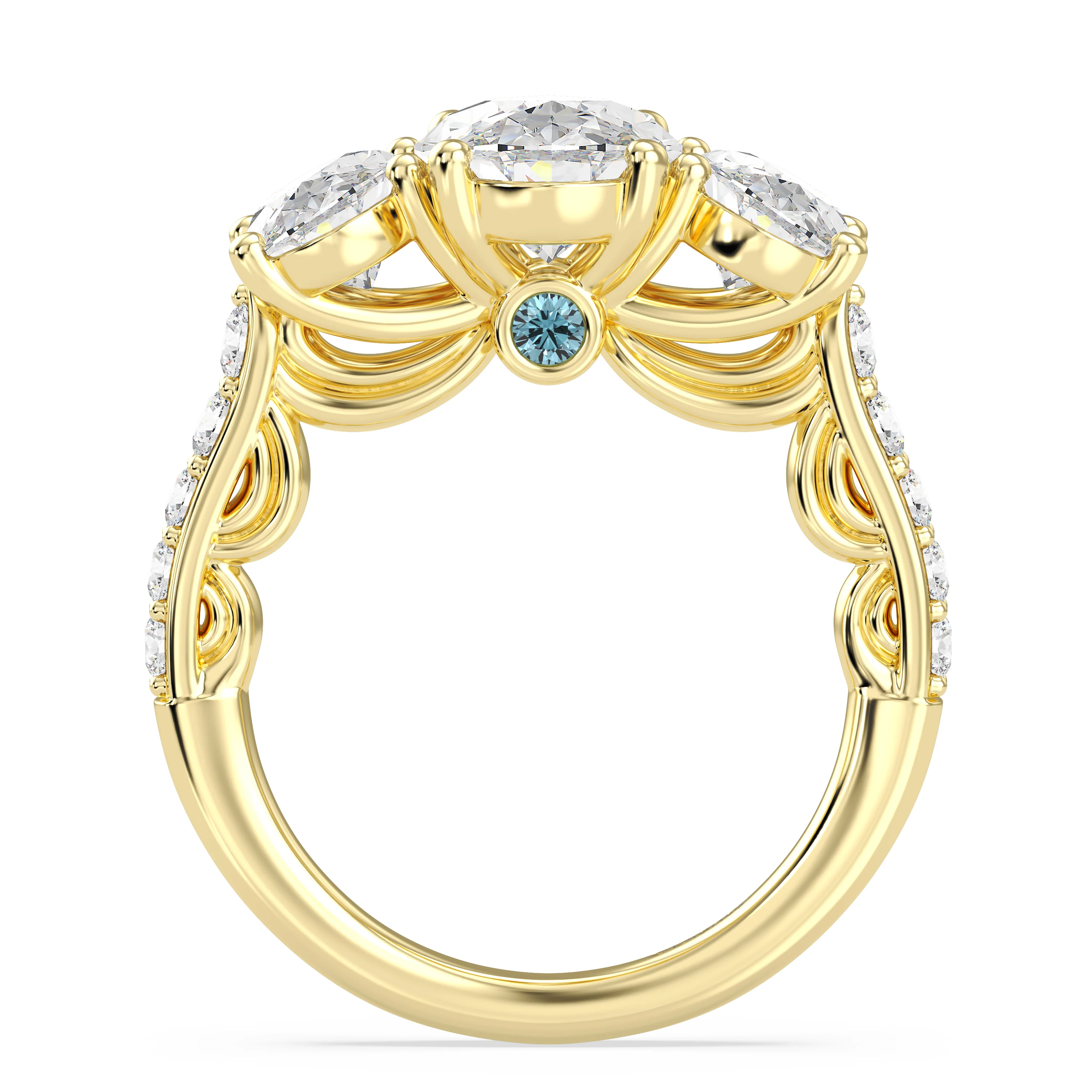 Enchanted Star Lab Grown Diamond 14K Gold Cinderella Three Stone Engagement Ring - Image 6