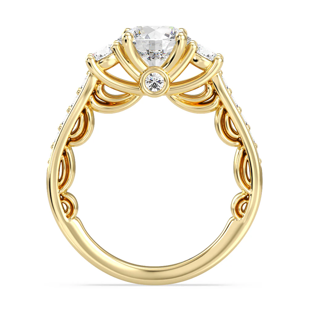 Enchanted Star Lab Grown Diamond 14K Gold Cinderella Three Stone Engagement Ring - Image 3
